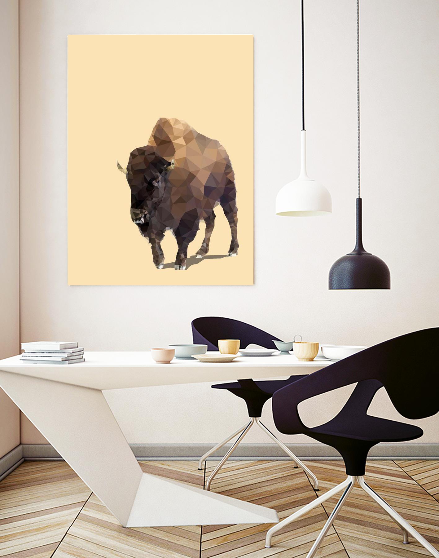 Fractal Bison by THE Studio on GIANT ART - black animal bison
