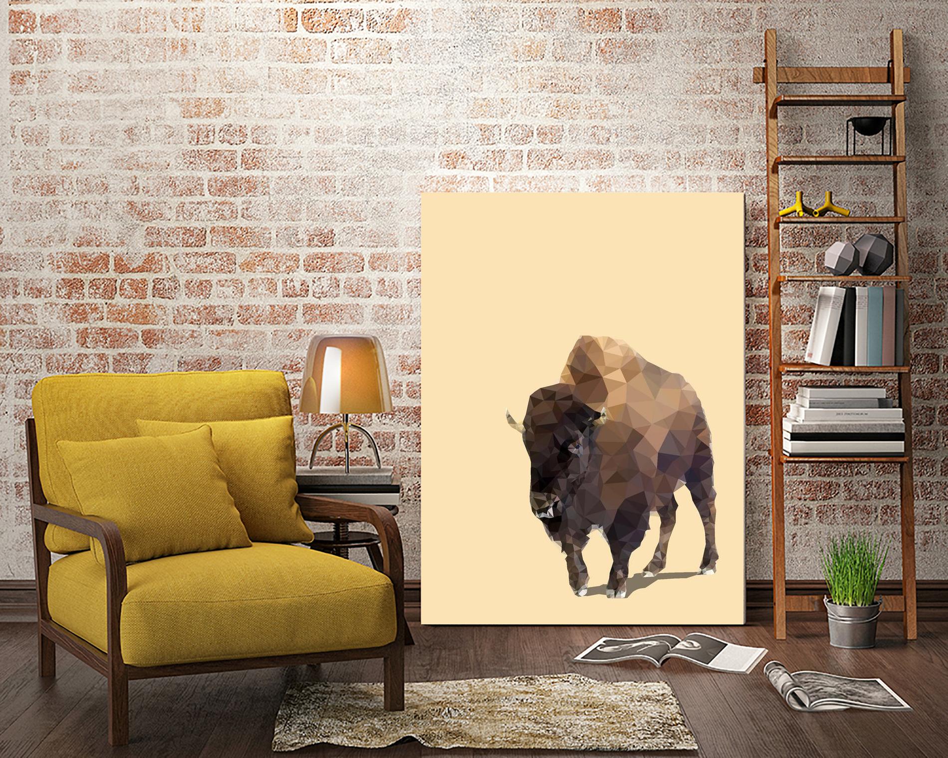 Fractal Bison by THE Studio on GIANT ART - black animal bison