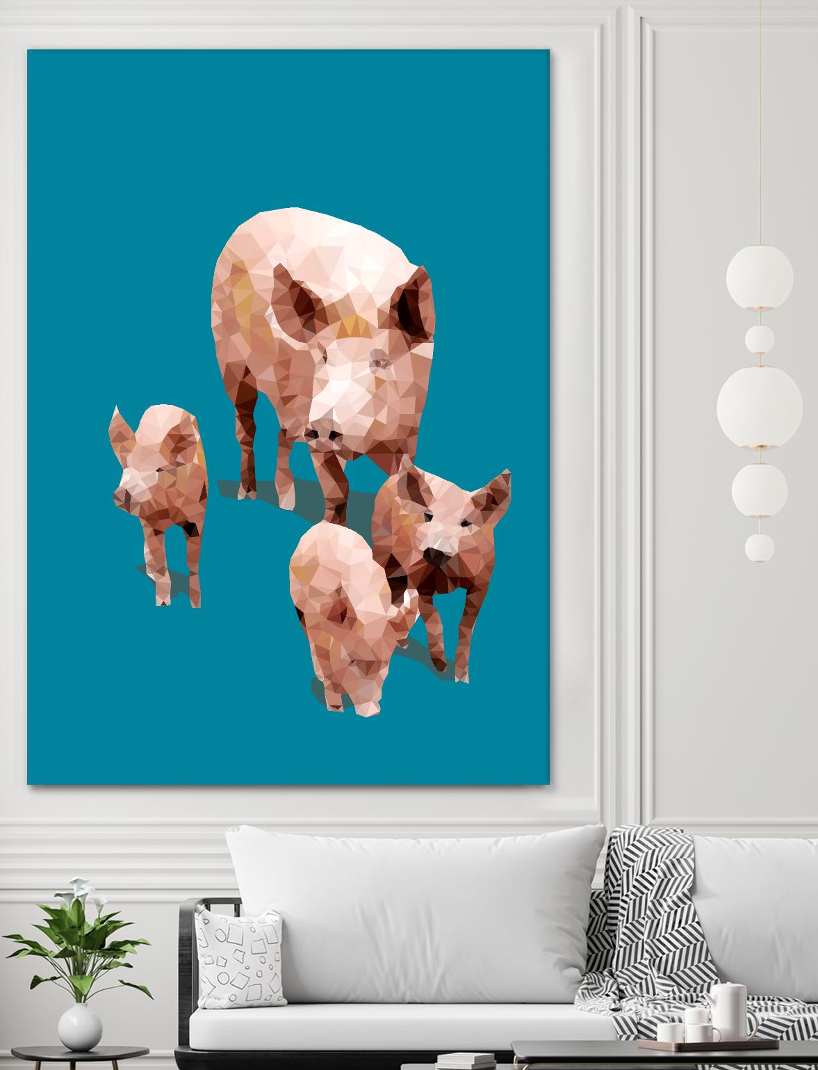 Fractal Pigs by THE Studio on GIANT ART - beige contemporary