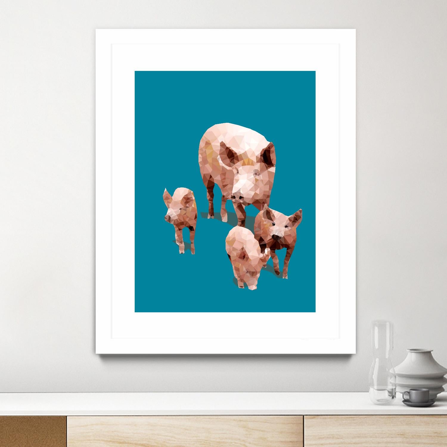 Fractal Pigs by THE Studio on GIANT ART - pink animal ping