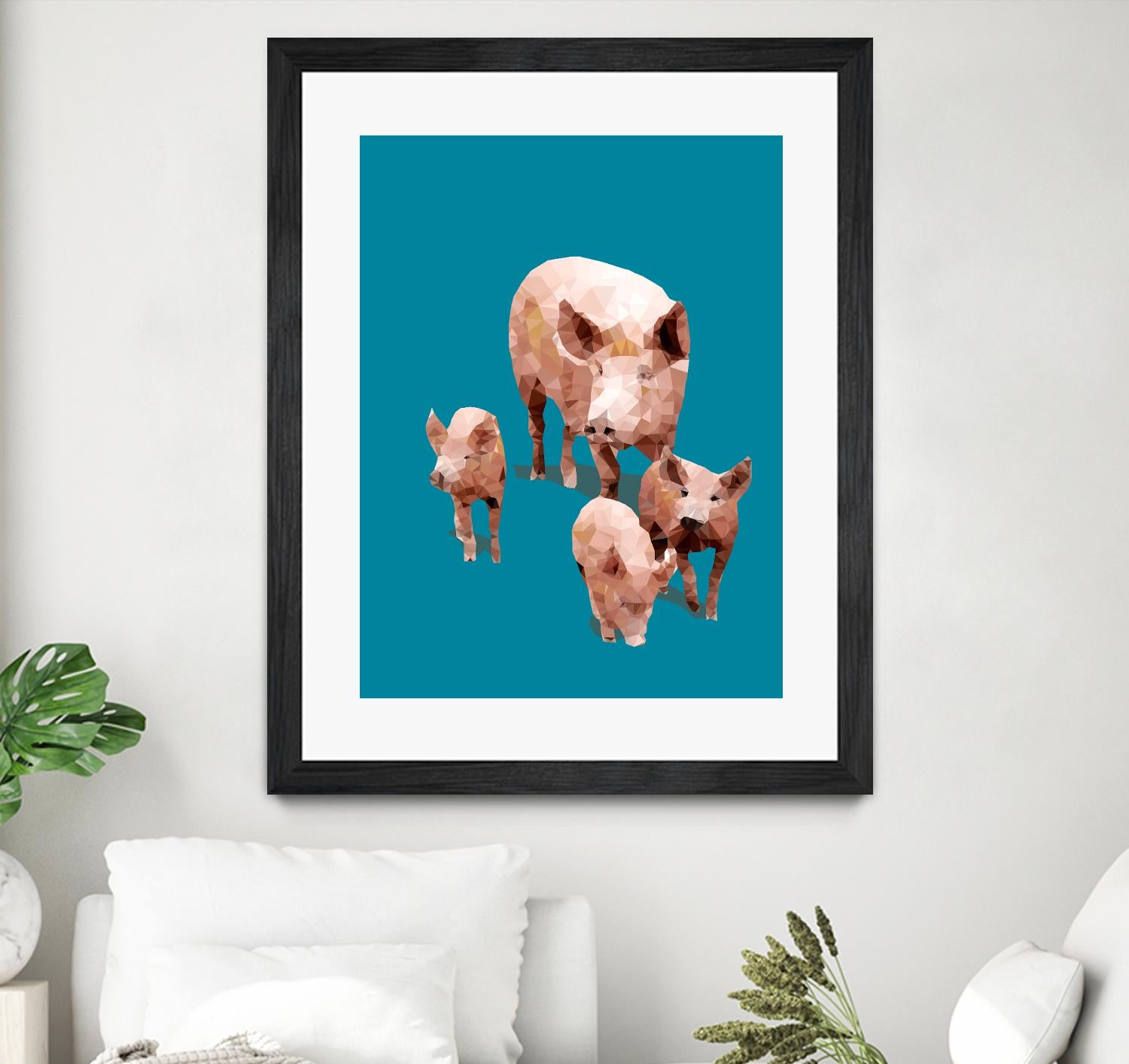 Fractal Pigs by THE Studio on GIANT ART - pink animal ping