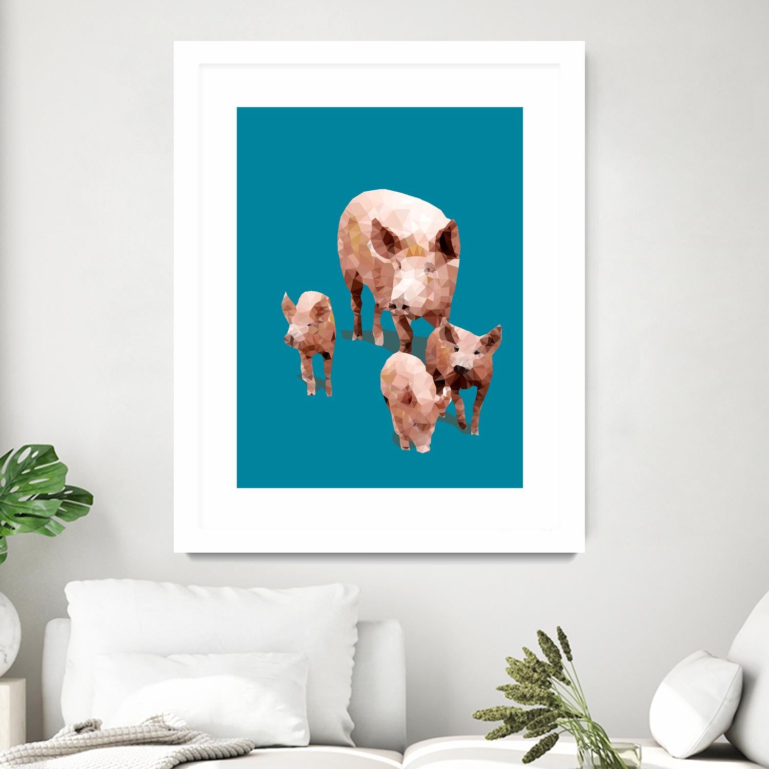 Fractal Pigs by THE Studio on GIANT ART - pink animal ping