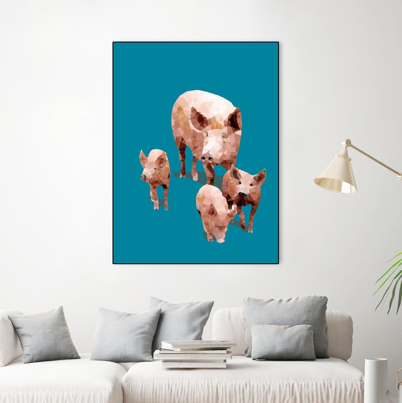 Fractal Pigs by THE Studio on GIANT ART - beige contemporary