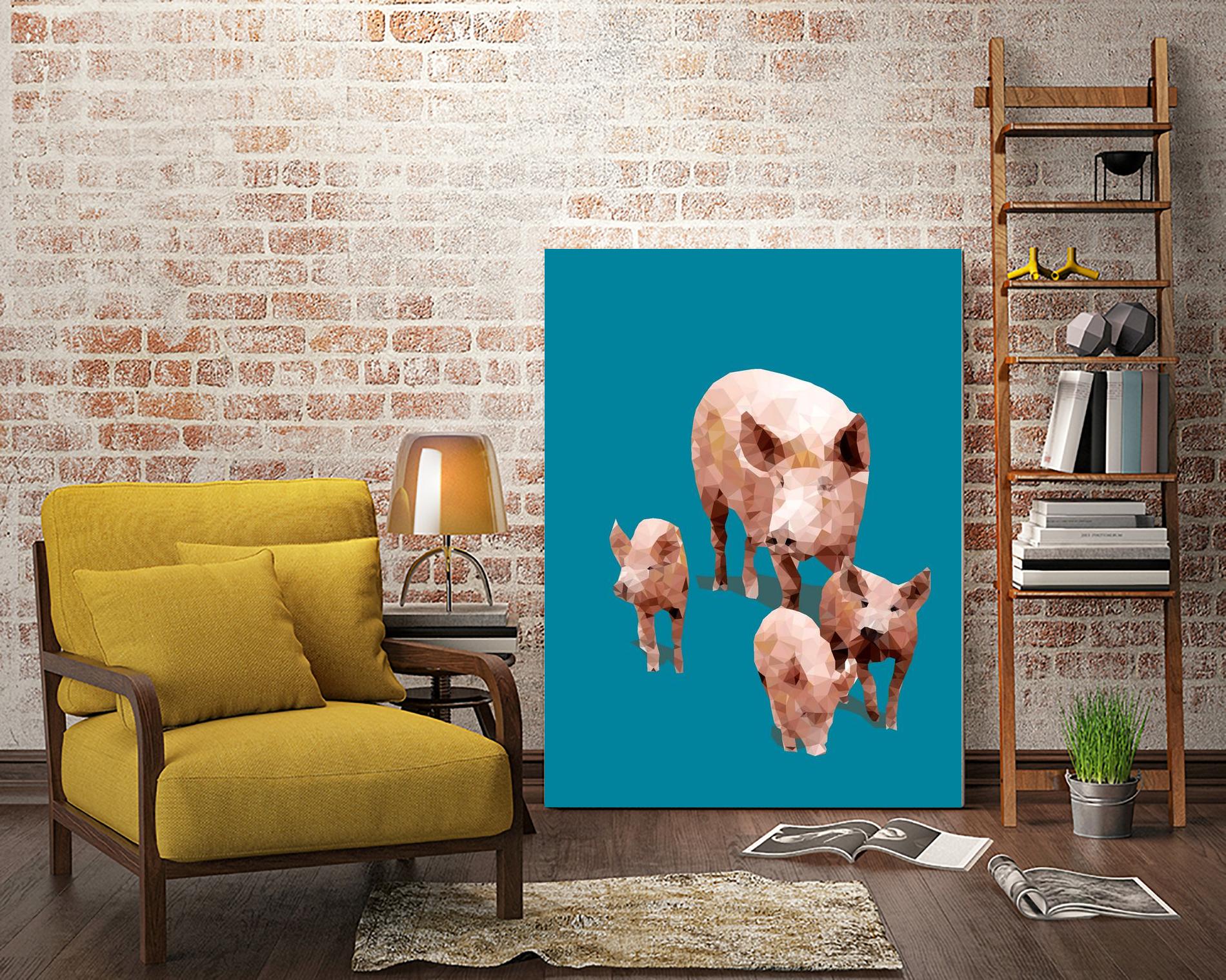 Fractal Pigs by THE Studio on GIANT ART - pink animal ping