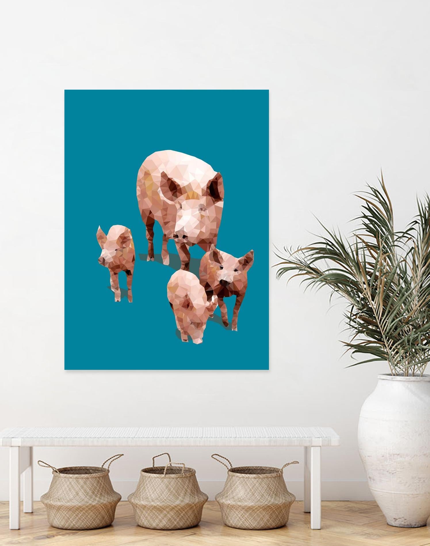 Fractal Pigs by THE Studio on GIANT ART - pink animal ping