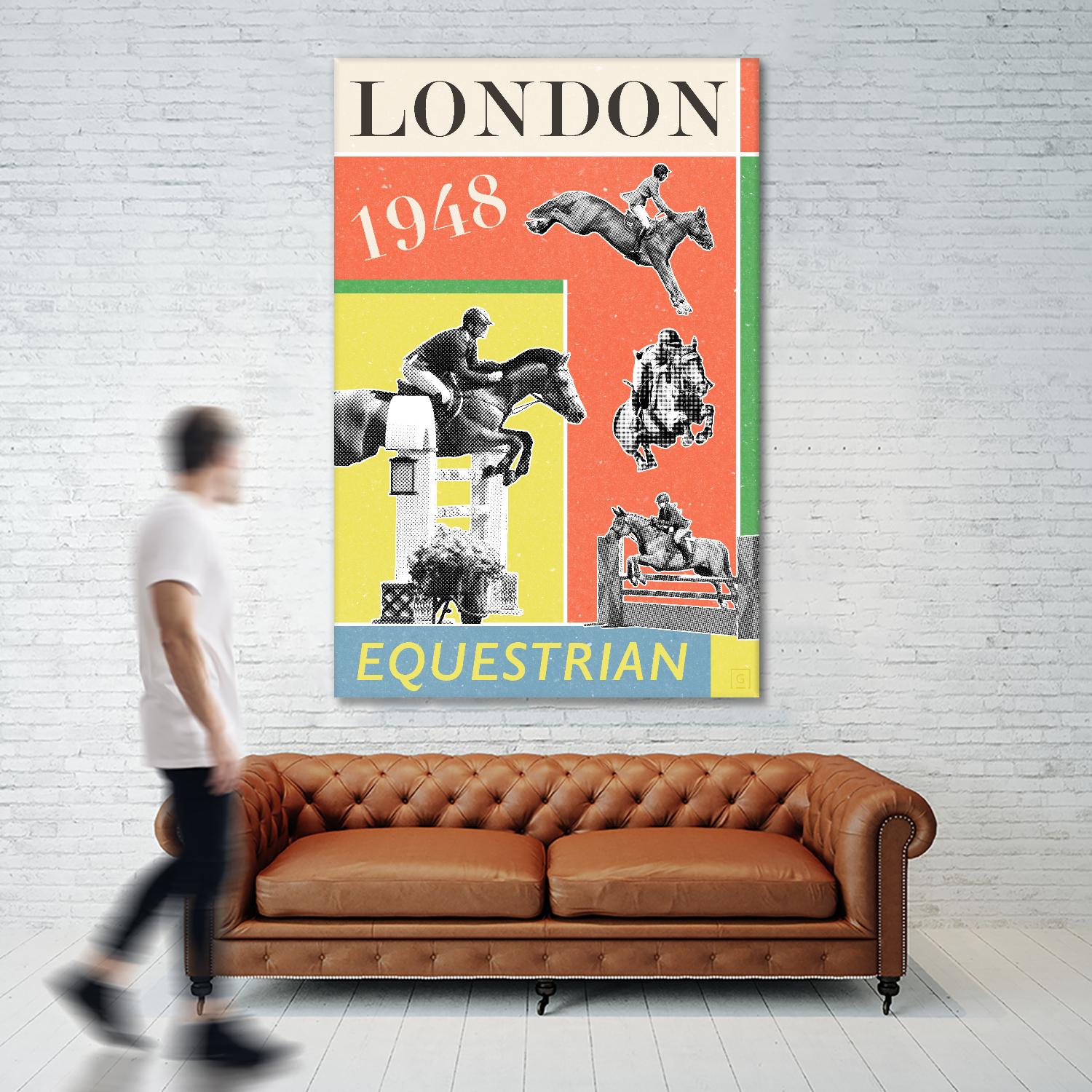 London Equestrian 1948 by THE Studio on GIANT ART - red vintage