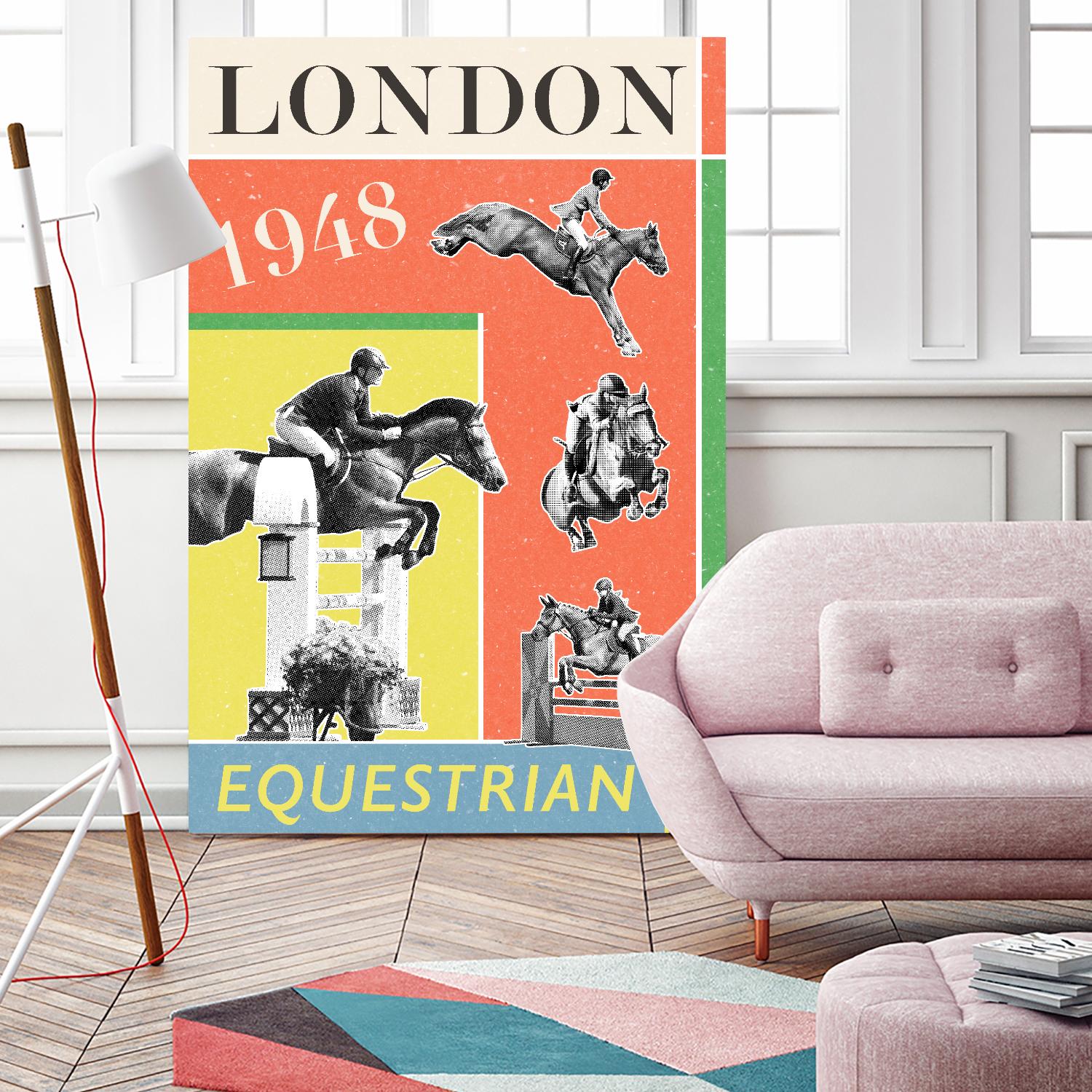 London Equestrian 1948 by THE Studio on GIANT ART - red vintage