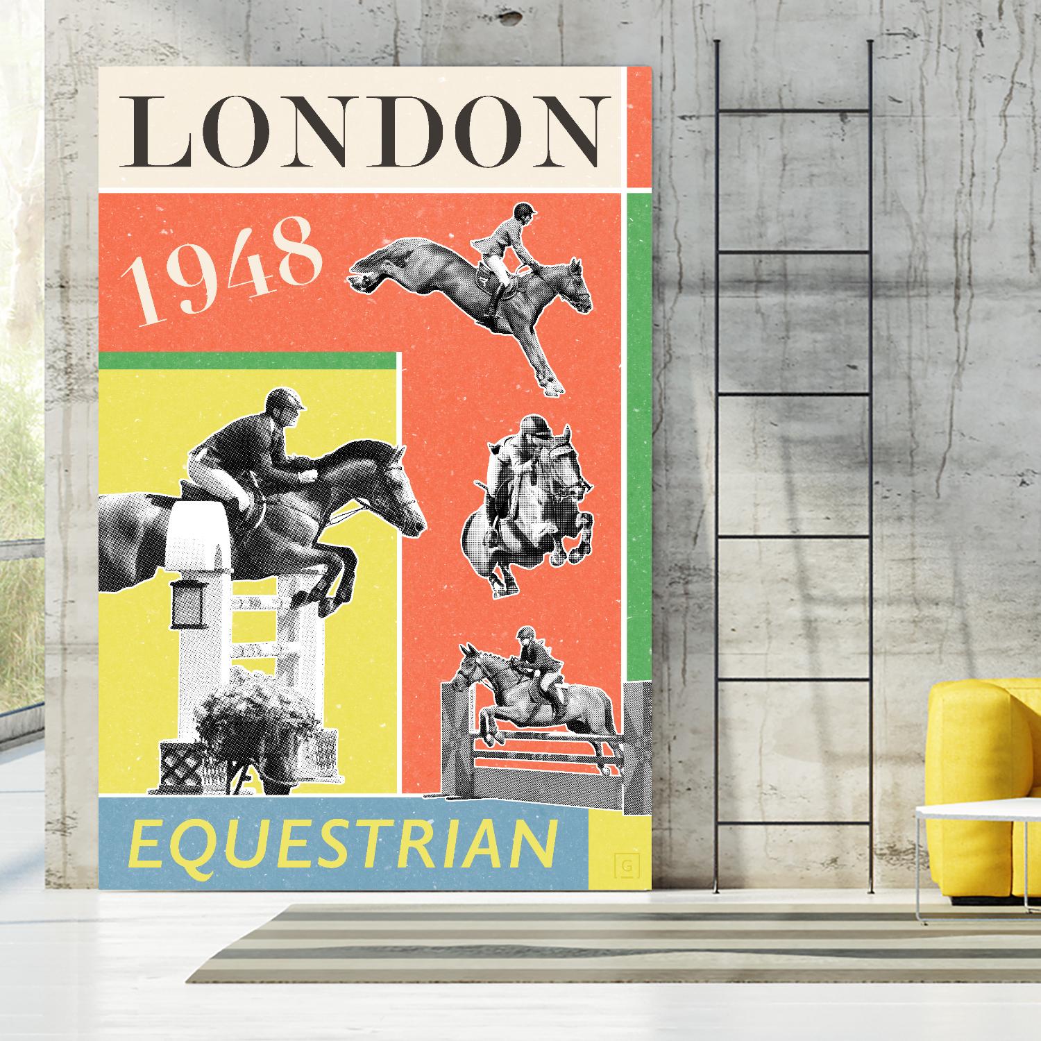 London Equestrian 1948 by THE Studio on GIANT ART - red vintage