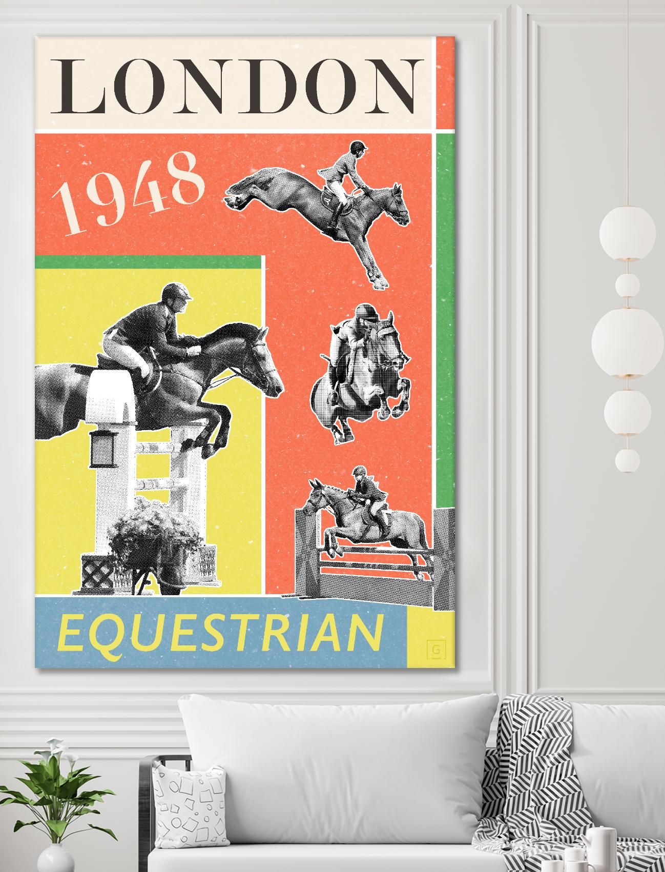 London Equestrian 1948 by THE Studio on GIANT ART - red vintage