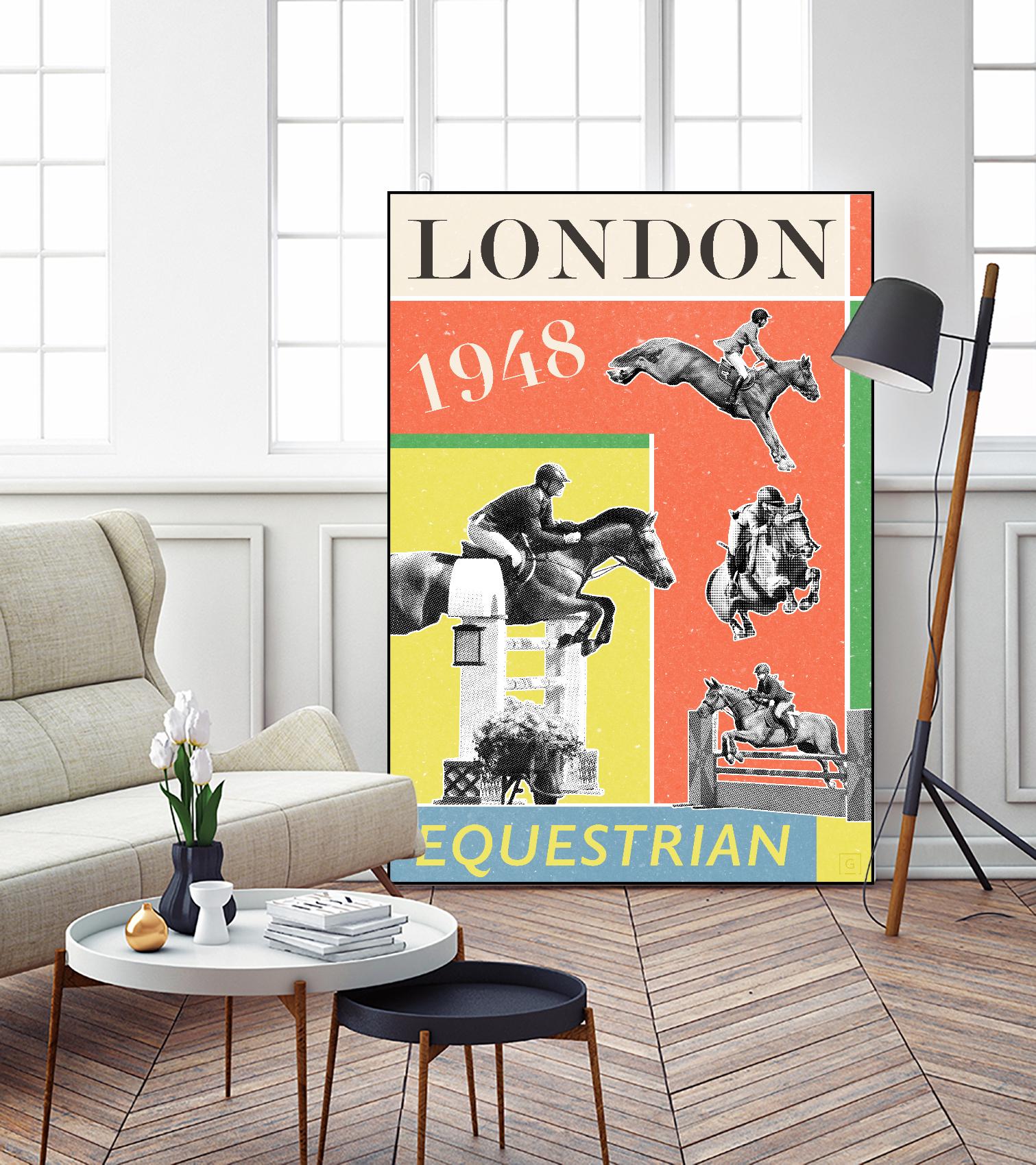 London Equestrian 1948 by THE Studio on GIANT ART - red vintage