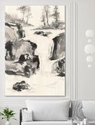 Sumi Waterfall II by Chris Paschke on GIANT ART - grey landscape