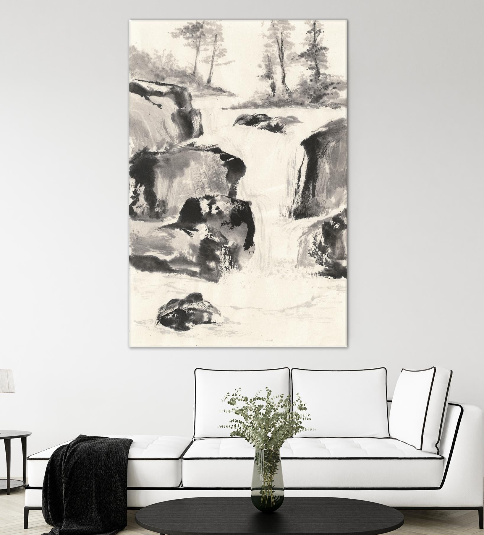 Sumi Waterfall II by Chris Paschke on GIANT ART - grey landscape