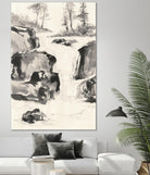 Sumi Waterfall II by Chris Paschke on GIANT ART - grey landscape