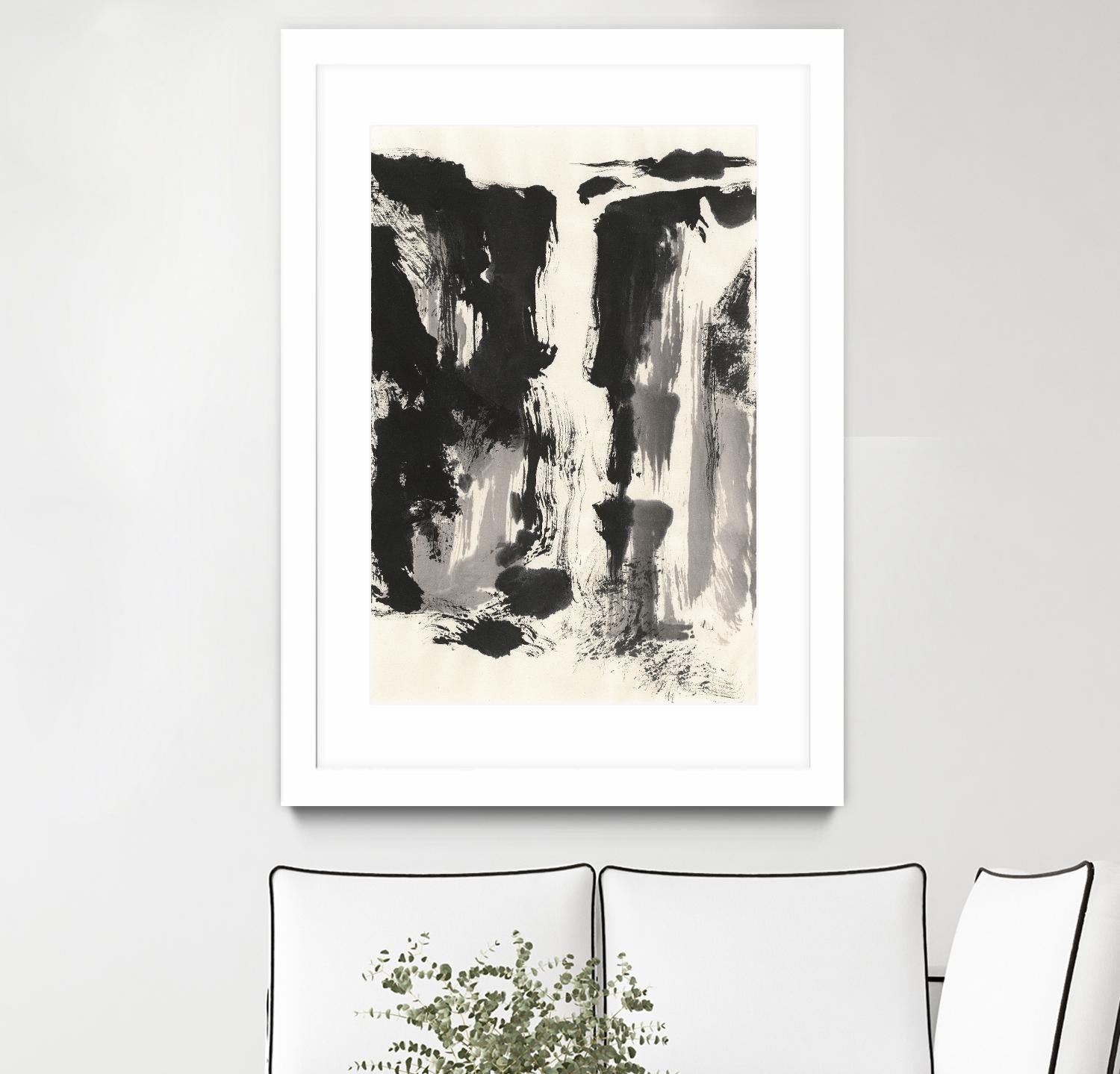 Sumi Waterfall View IV by Chris Paschke on GIANT ART - grey landscape