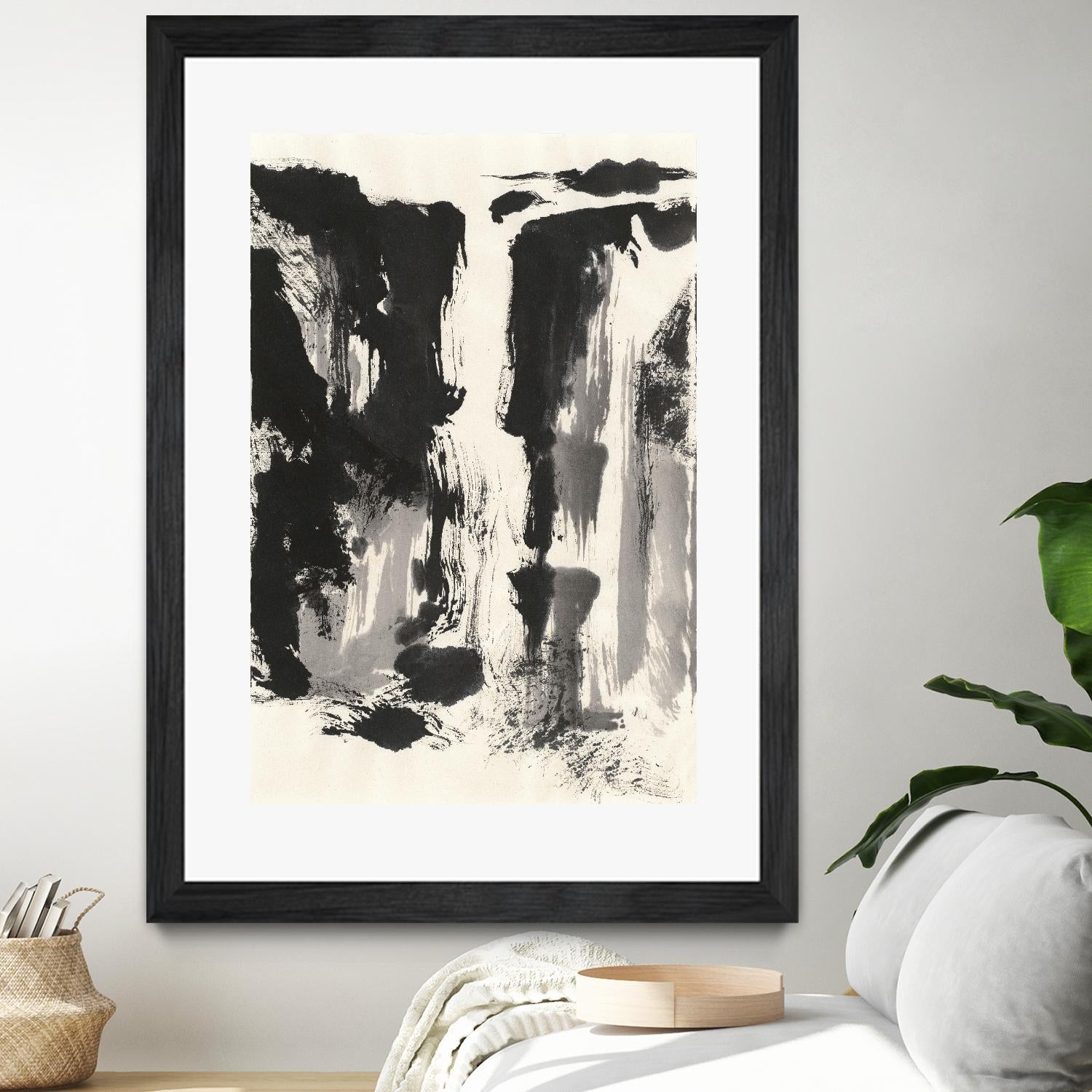 Sumi Waterfall View IV by Chris Paschke on GIANT ART - grey landscape