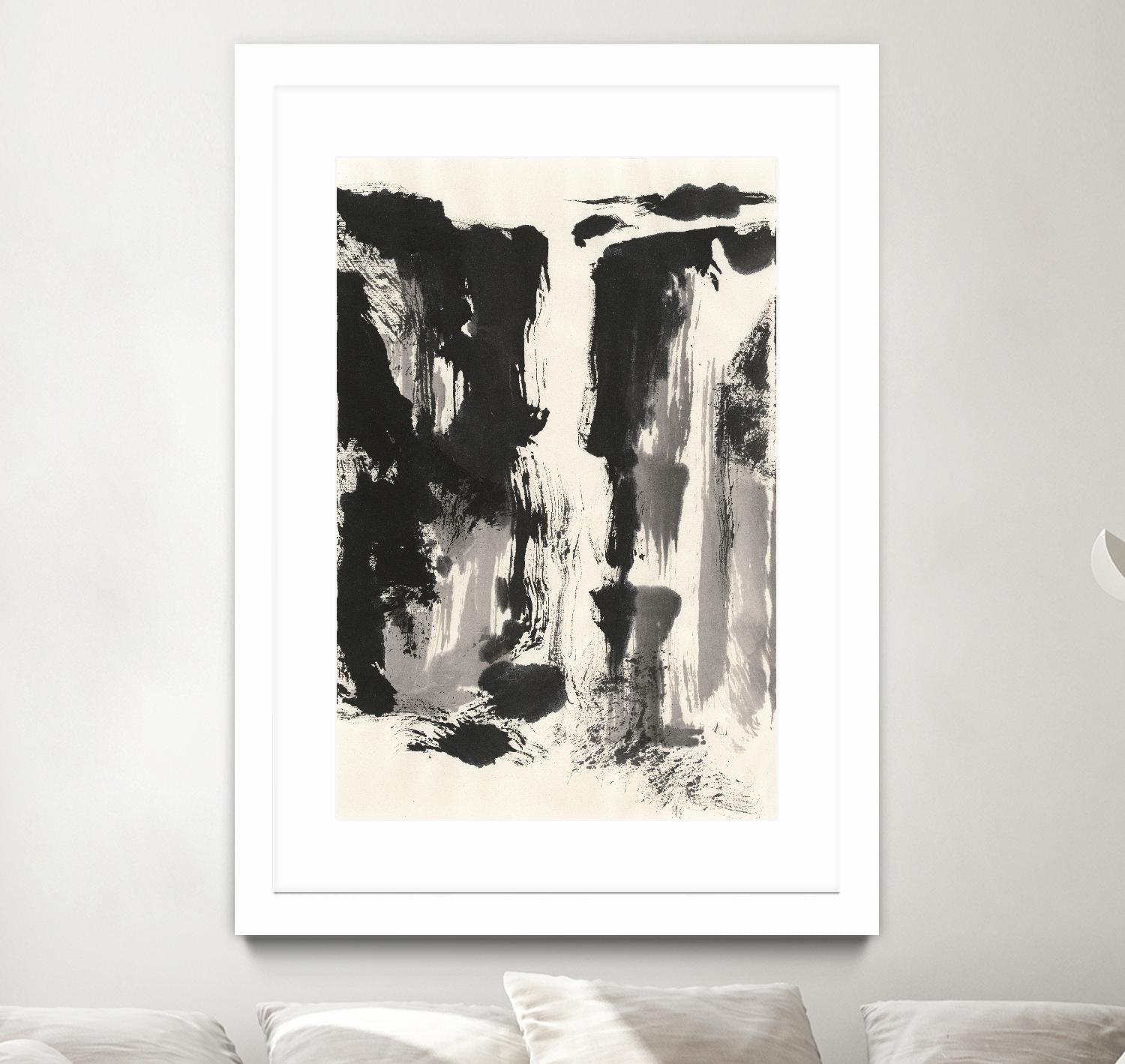 Sumi Waterfall View IV by Chris Paschke on GIANT ART - grey landscape