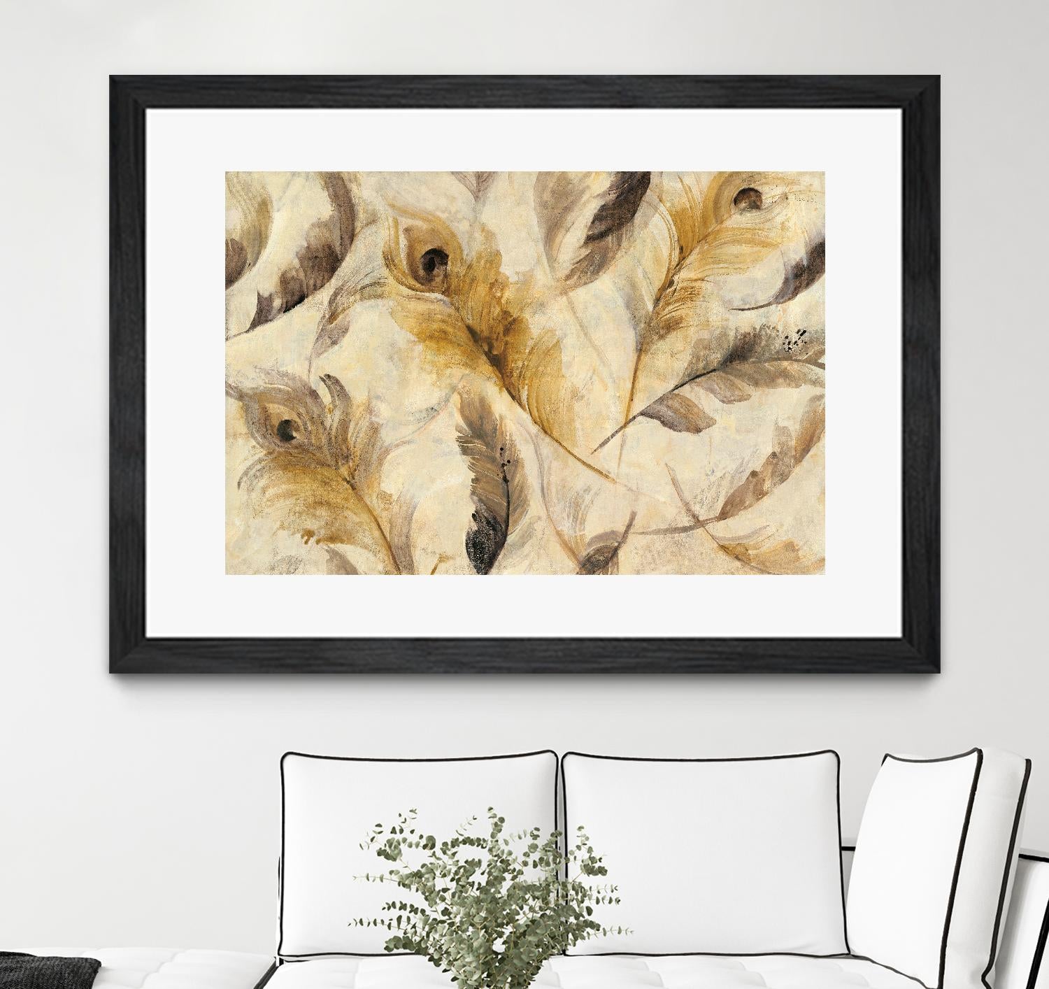 Feather Toss by Albena Hristova on GIANT ART - yellow contemporary