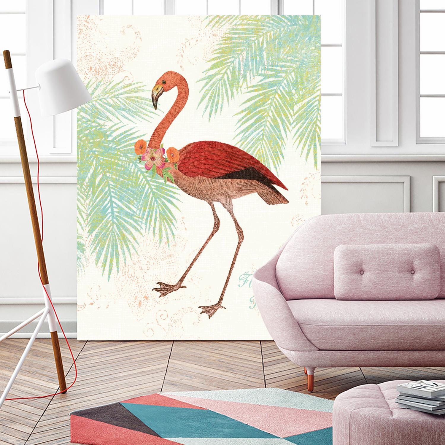 Flamingo Tropicale II by Sue Schlabach on GIANT ART - green tropical