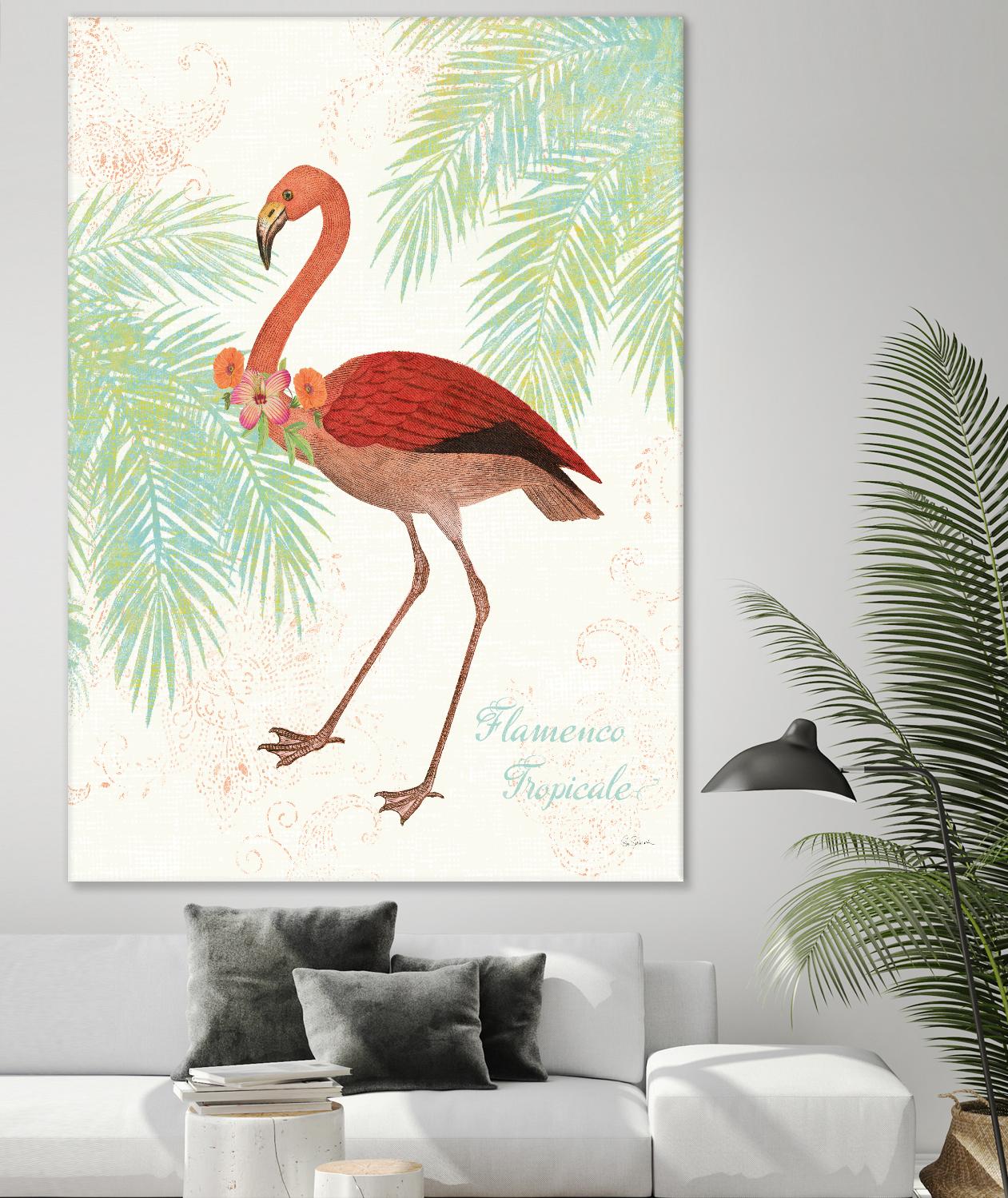 Flamingo Tropicale II by Sue Schlabach on GIANT ART - green tropical