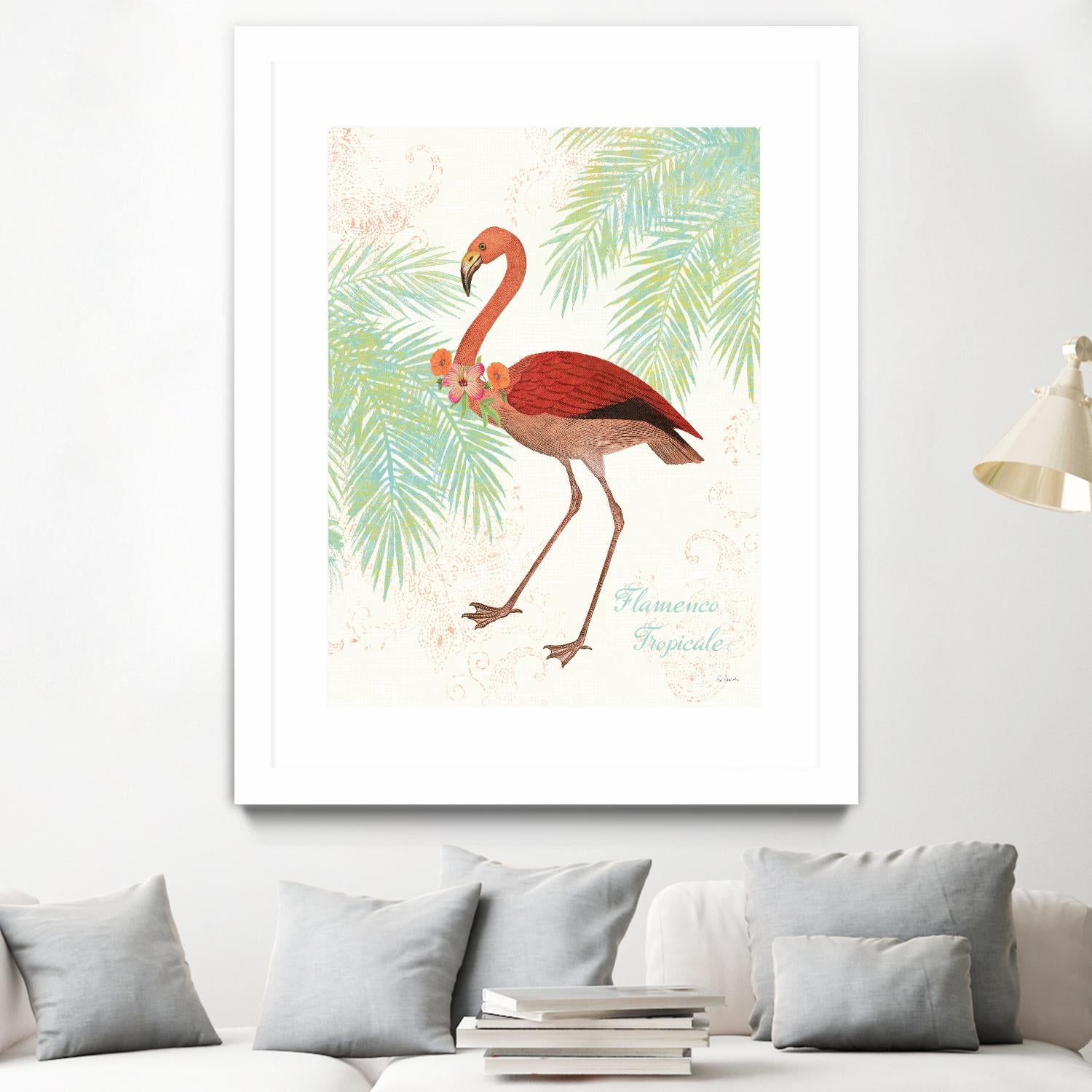 Flamingo Tropicale II by Sue Schlabach on GIANT ART - green tropical