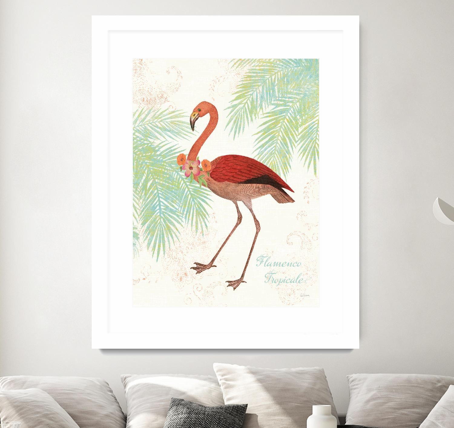 Flamingo Tropicale II by Sue Schlabach on GIANT ART - green tropical