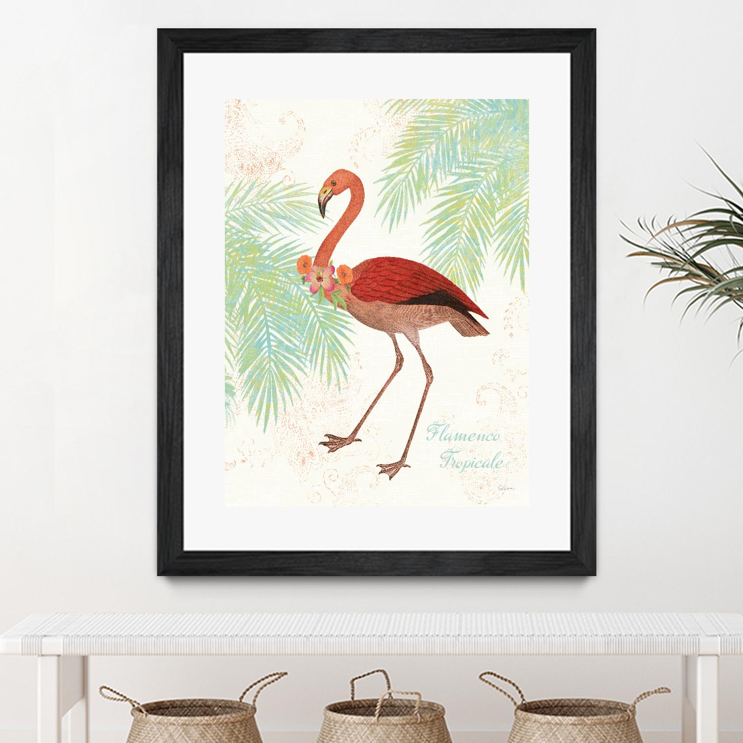 Flamingo Tropicale II by Sue Schlabach on GIANT ART - green tropical