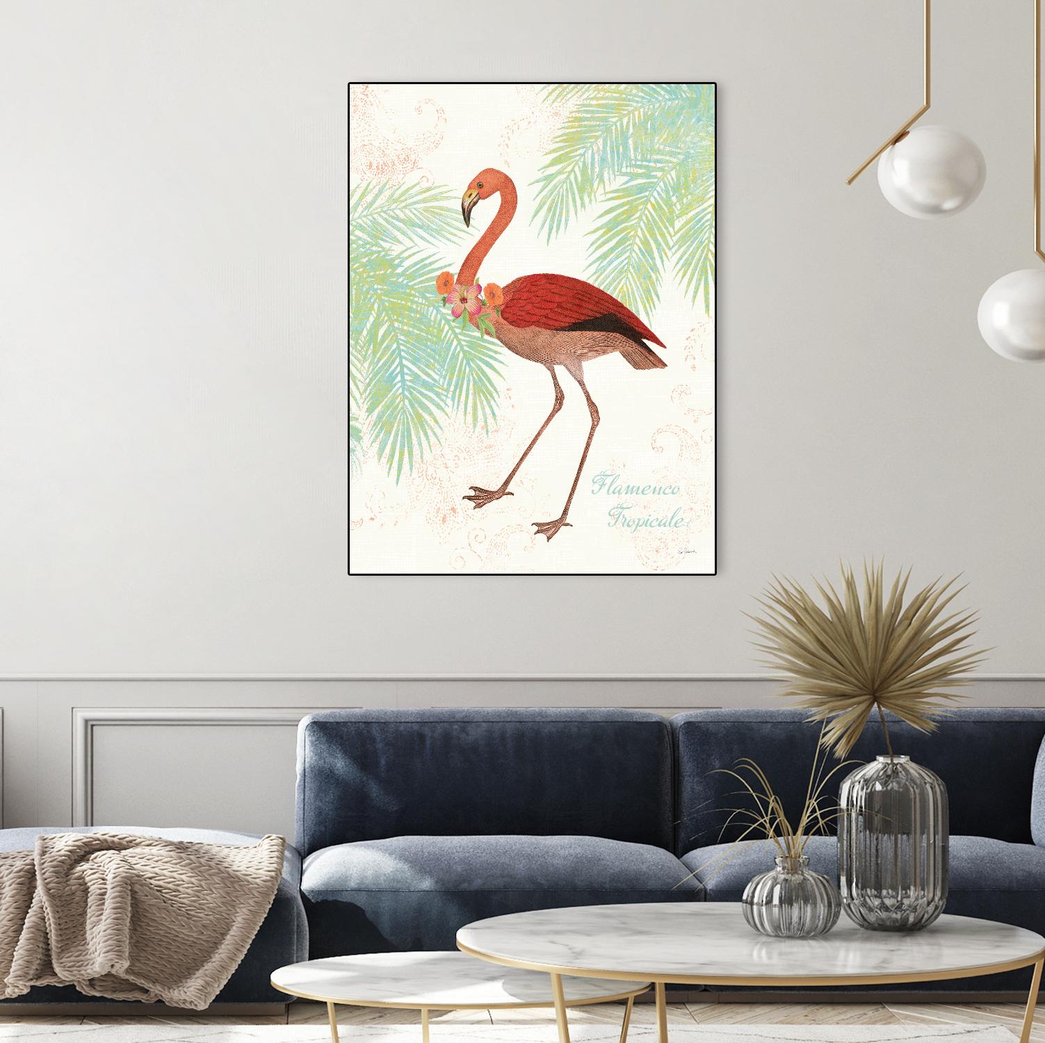 Flamingo Tropicale II by Sue Schlabach on GIANT ART - green tropical