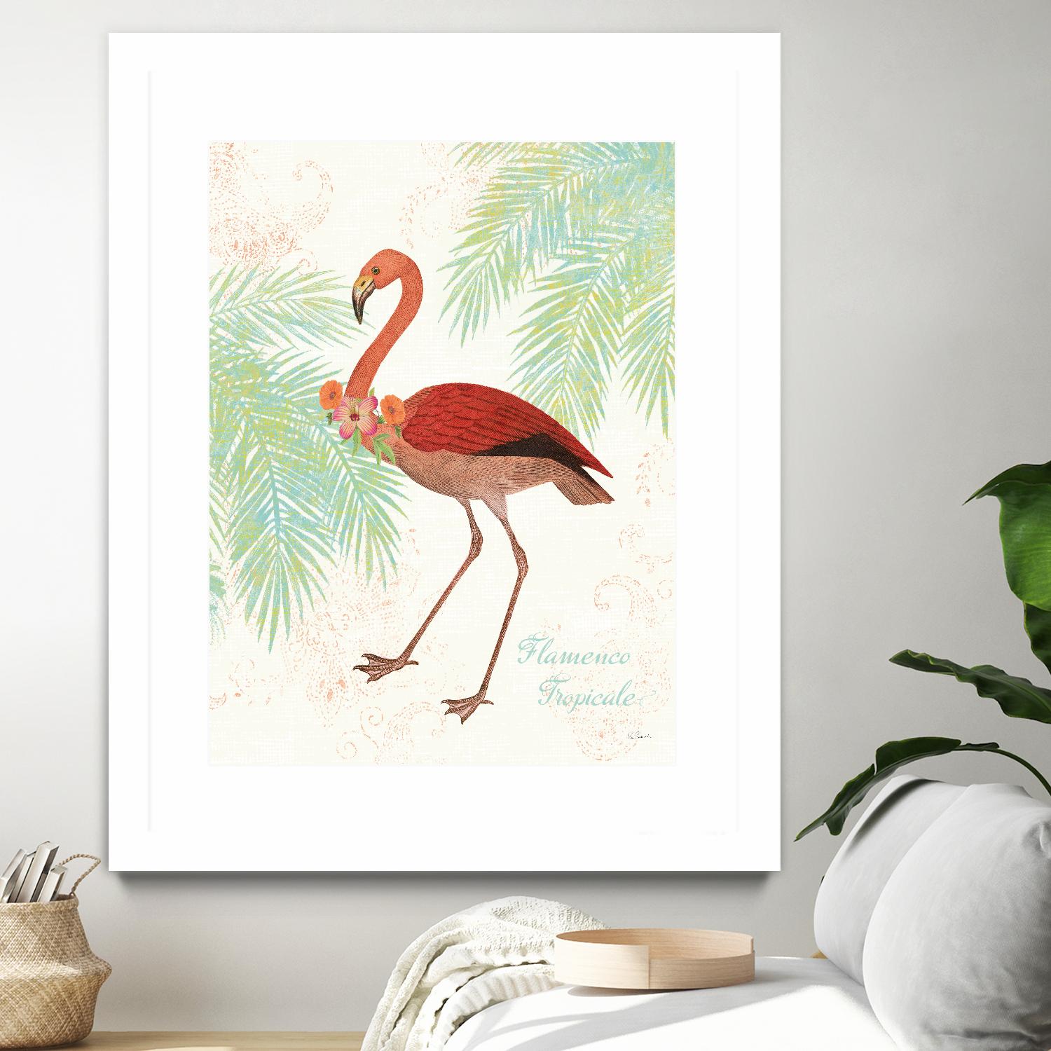Flamingo Tropicale II by Sue Schlabach on GIANT ART - green tropical