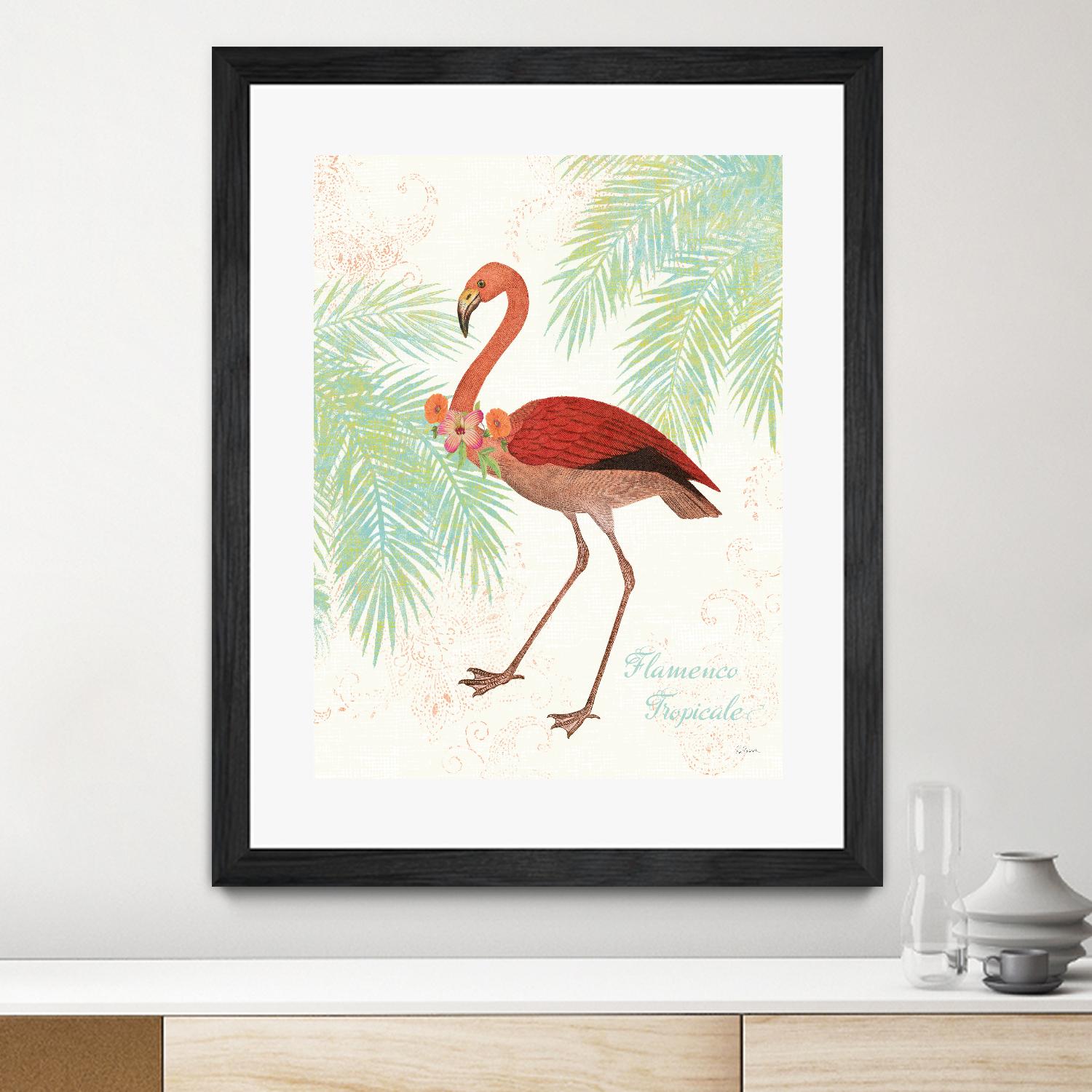Flamingo Tropicale II by Sue Schlabach on GIANT ART - green tropical