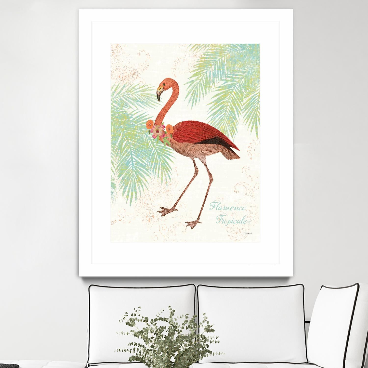 Flamingo Tropicale II by Sue Schlabach on GIANT ART - green tropical