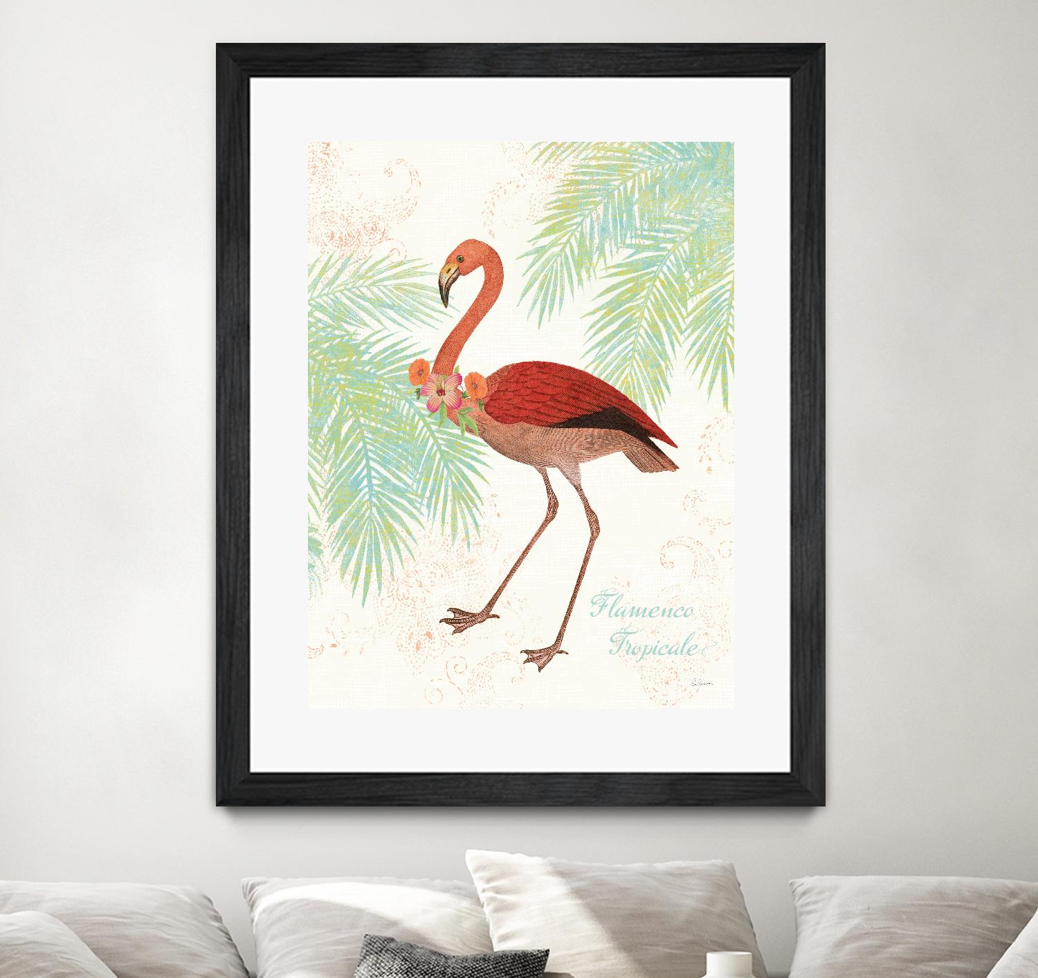 Flamingo Tropicale II by Sue Schlabach on GIANT ART - green tropical