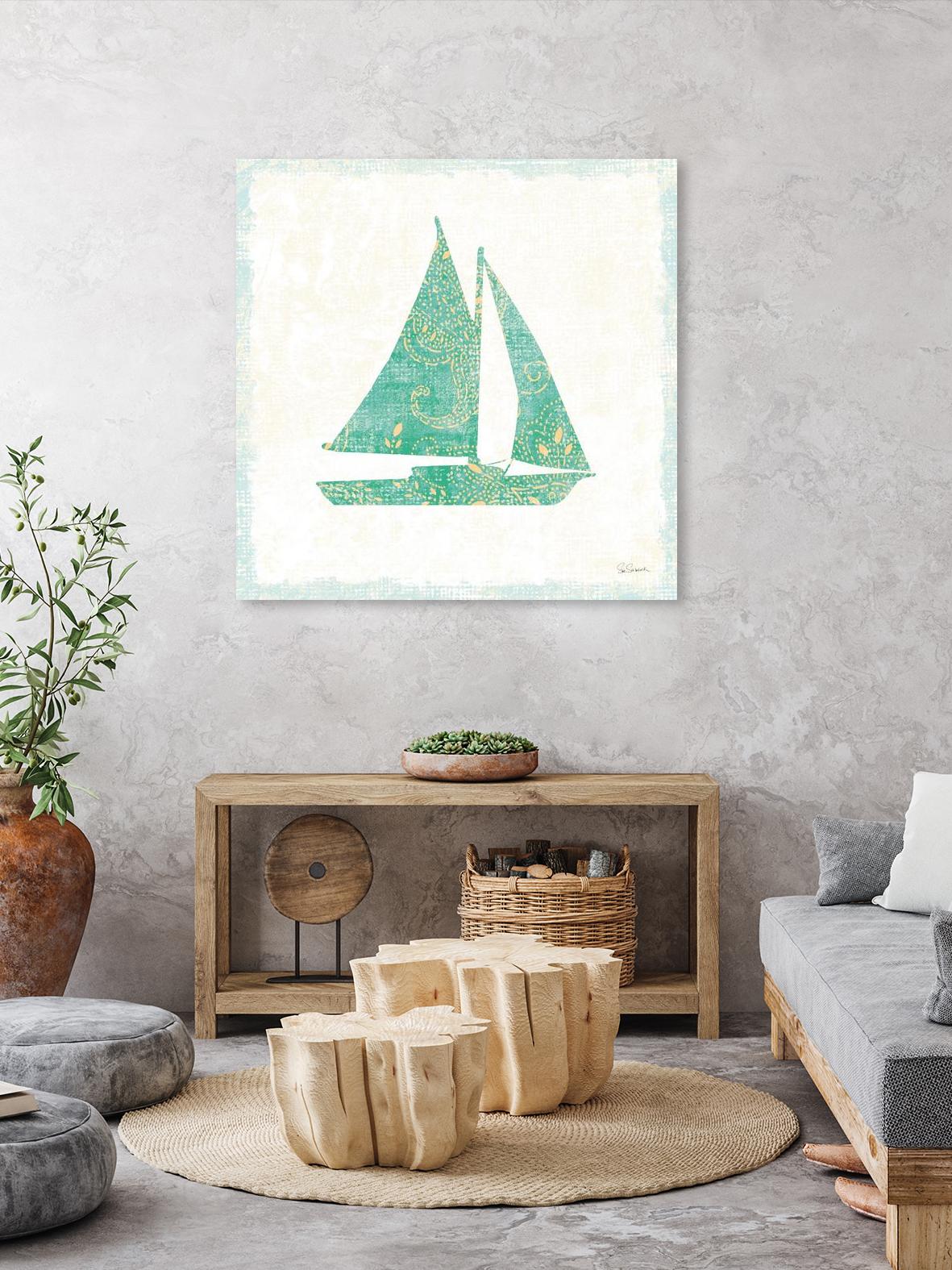 Flamingo Tropicale V by Sue Schlabach on GIANT ART - beige costal sail boat