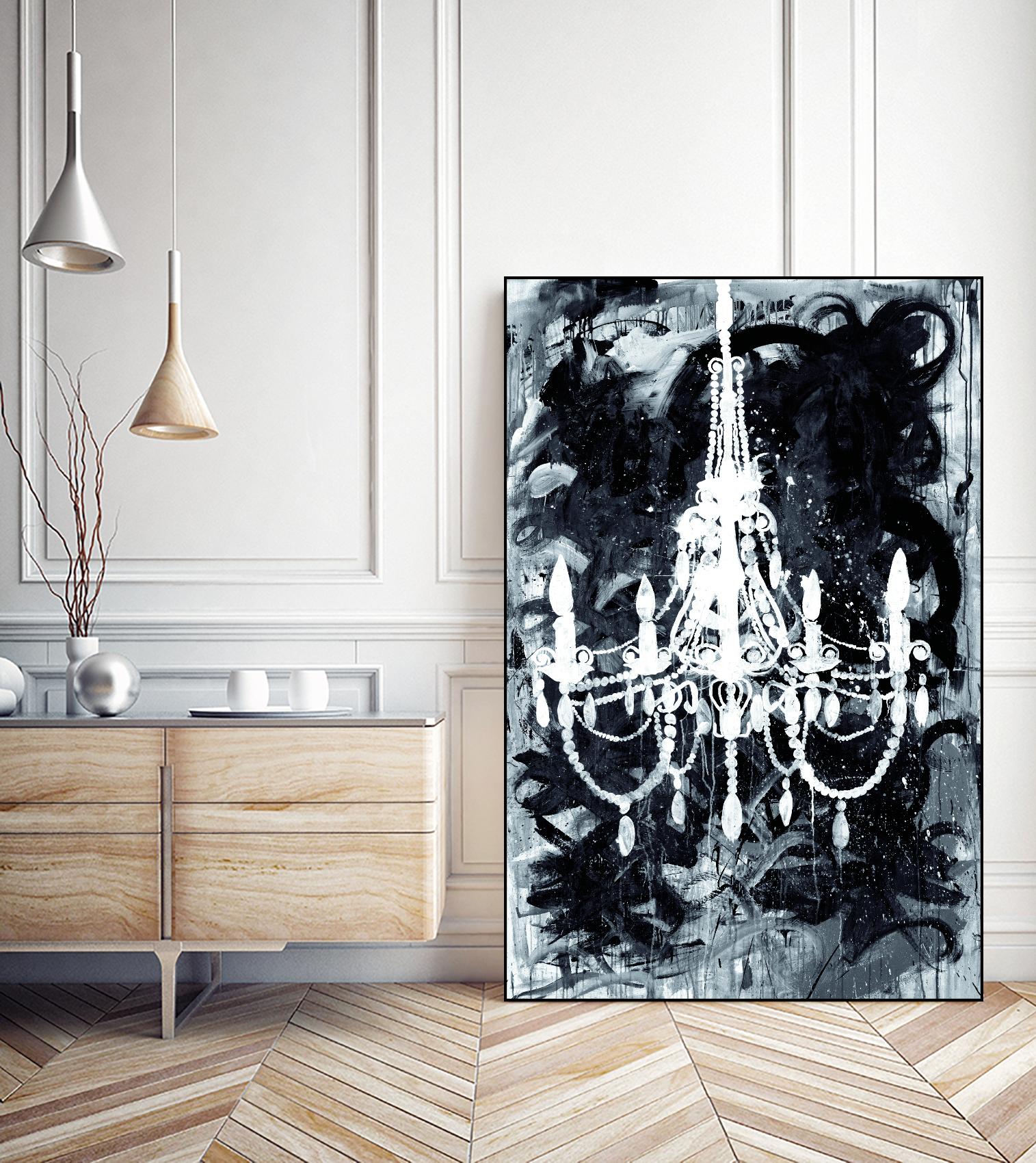 Chandelier Black and White by Kent Youngstrom on GIANT ART - grey interior