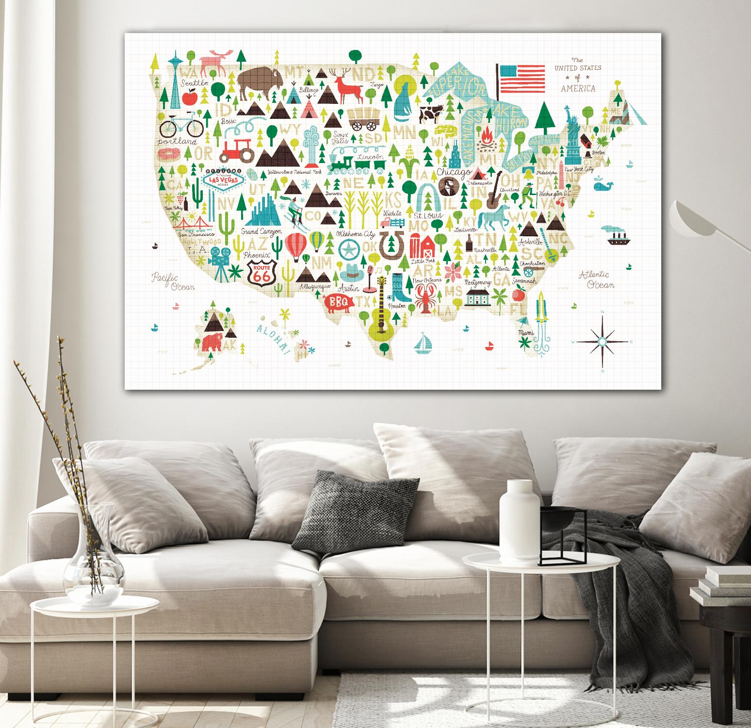 Illustrated USA by Michael Mullan on GIANT ART - green maps