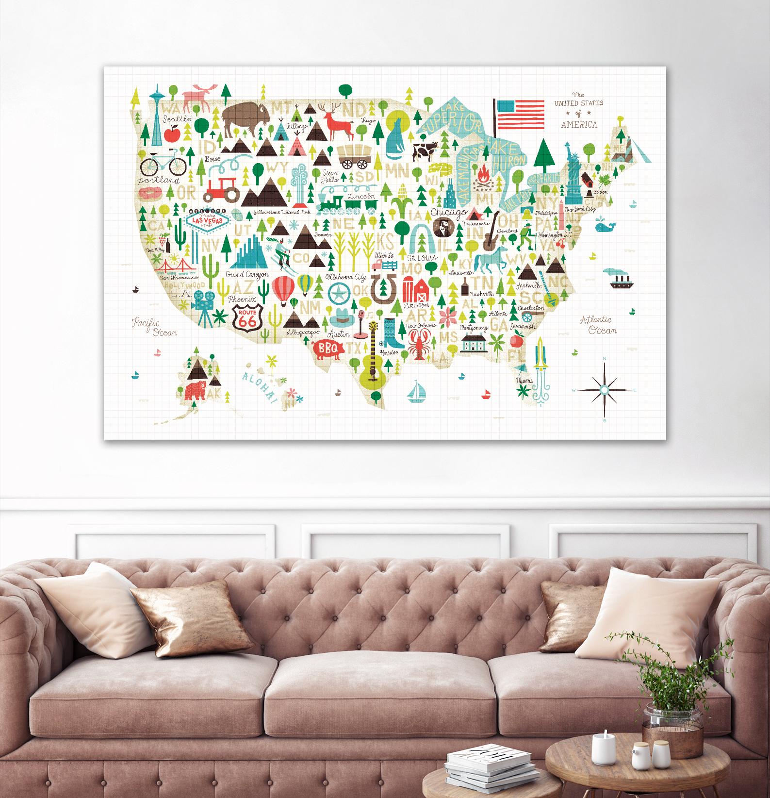 Illustrated USA by Michael Mullan on GIANT ART - green maps