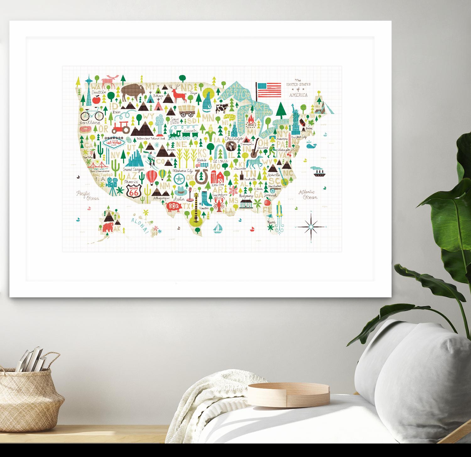 Illustrated USA by Michael Mullan on GIANT ART - green maps