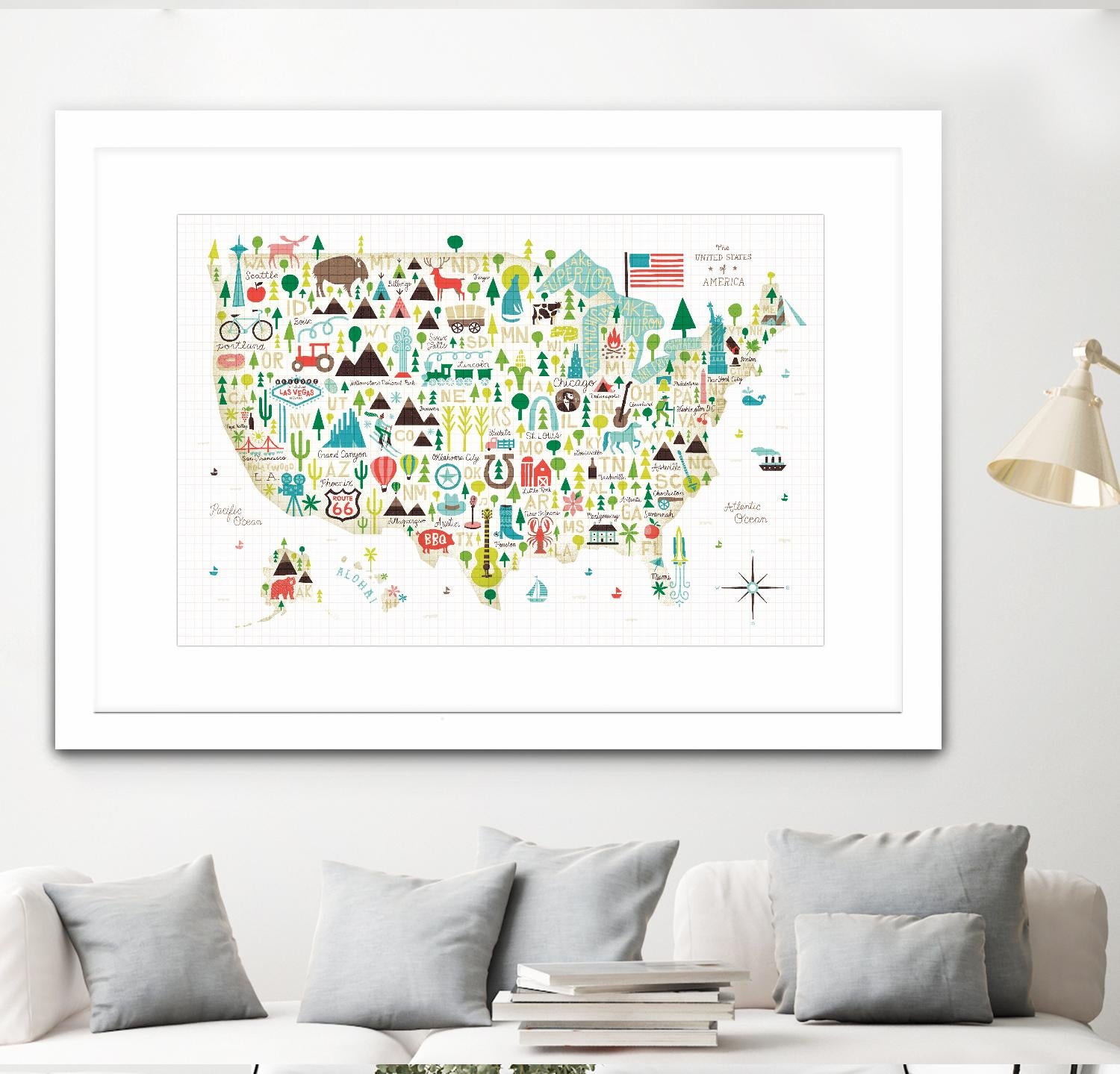 Illustrated USA by Michael Mullan on GIANT ART - green maps