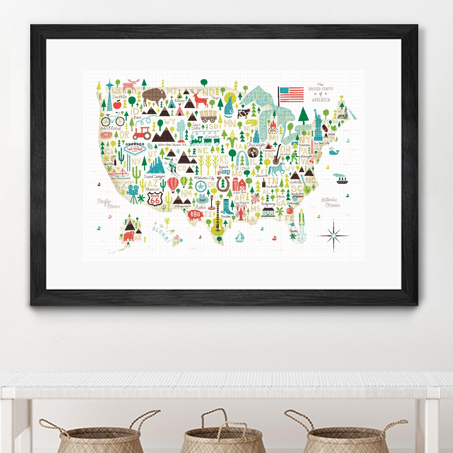 Illustrated USA by Michael Mullan on GIANT ART - green maps