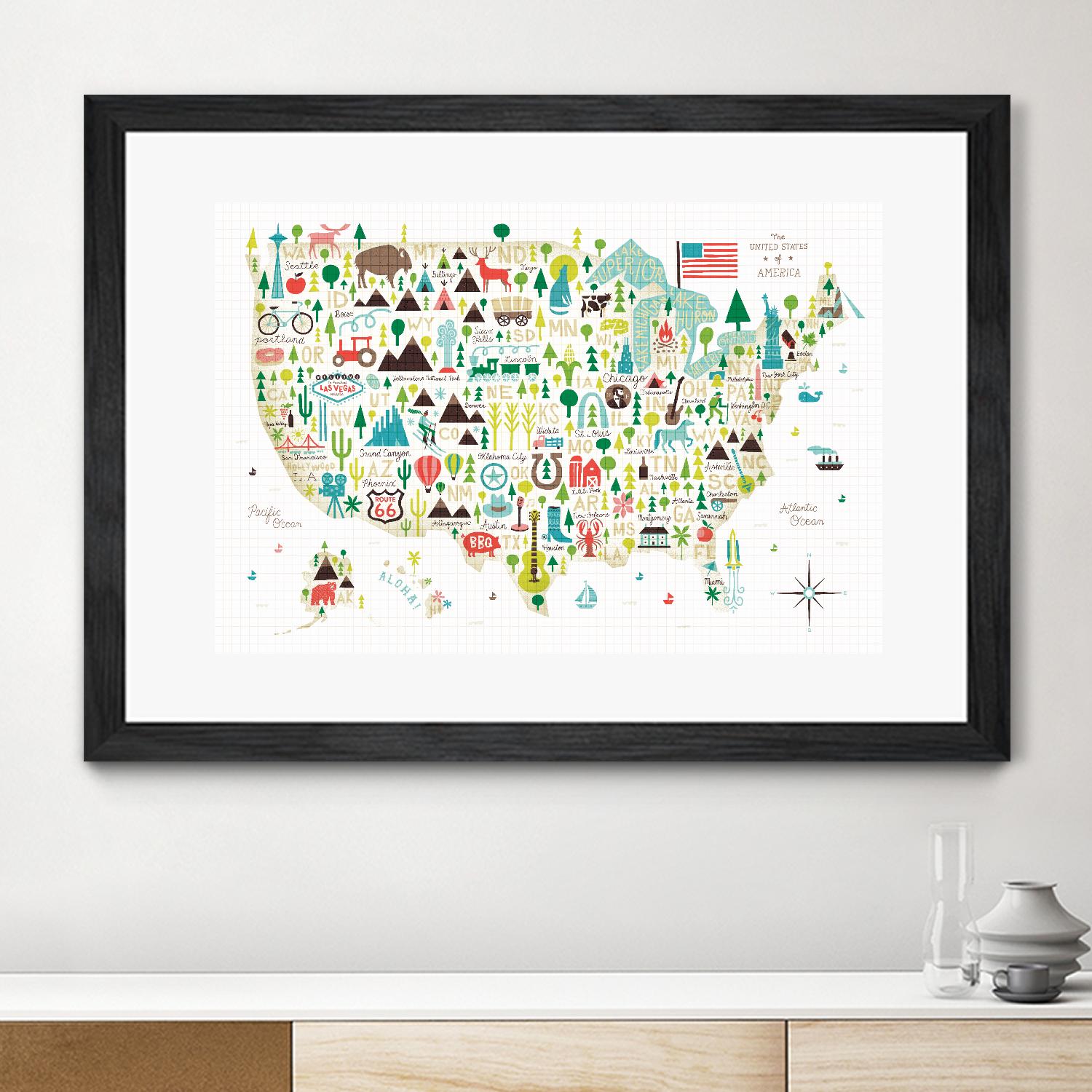Illustrated USA by Michael Mullan on GIANT ART - green maps