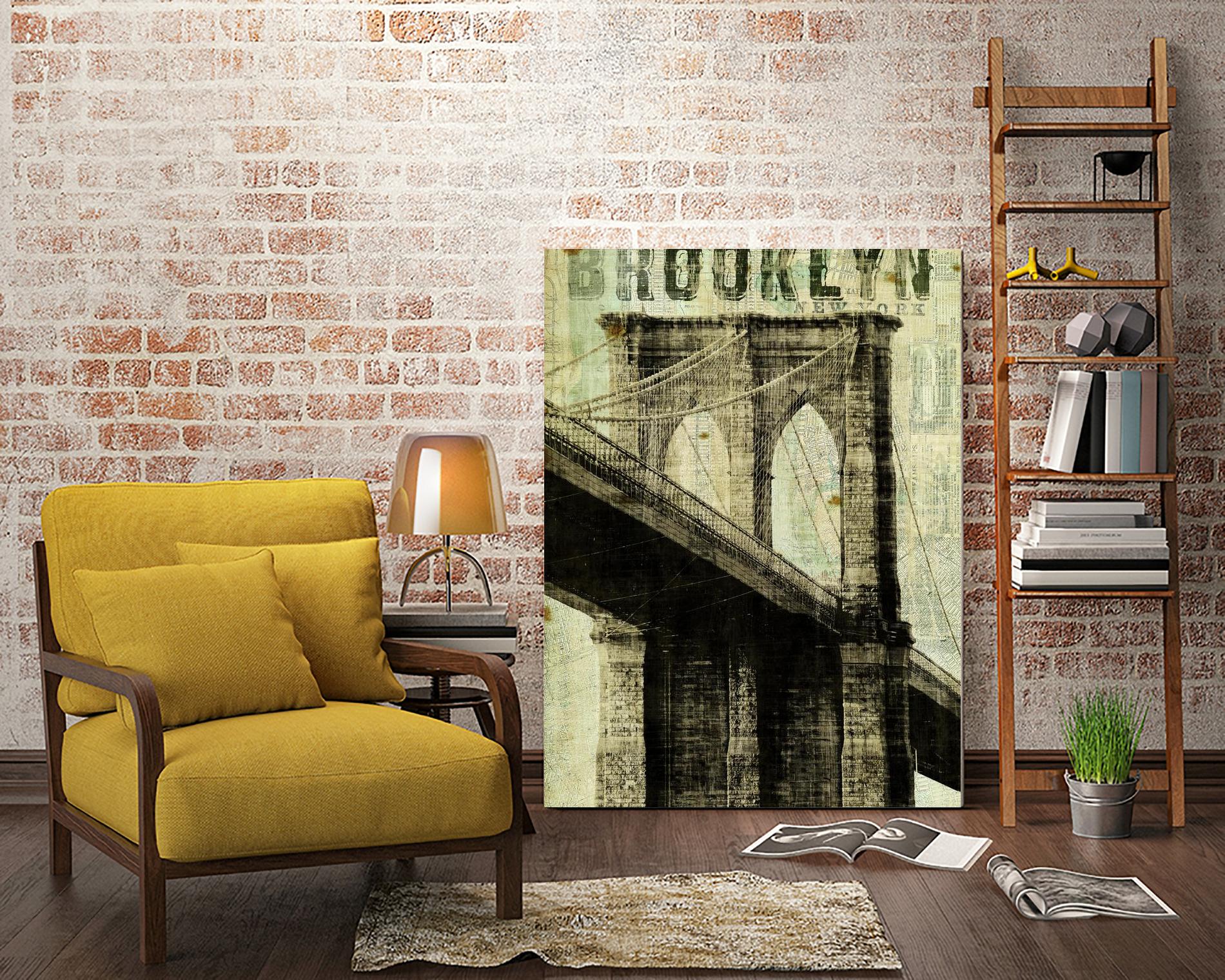 Vintage NY Brooklyn Bridge by Michael Mullan on GIANT ART - white architectural