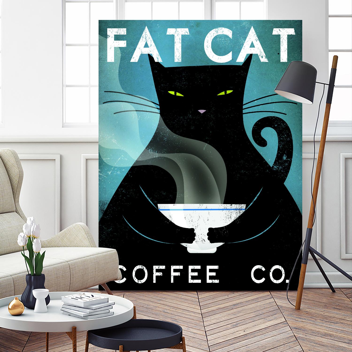 Cat Coffee no City by Ryan Fowler on GIANT ART - black animals