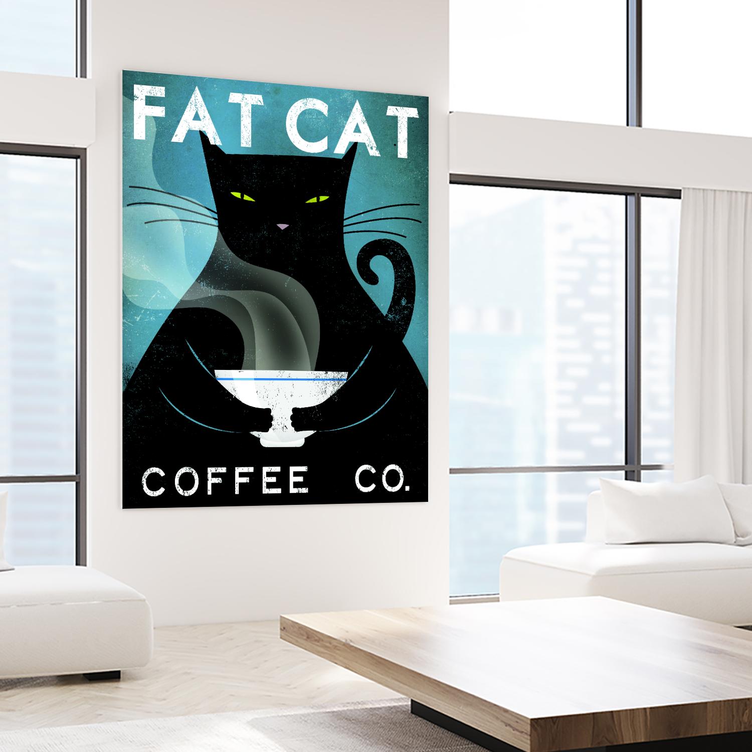 Cat Coffee no City by Ryan Fowler on GIANT ART - black animals