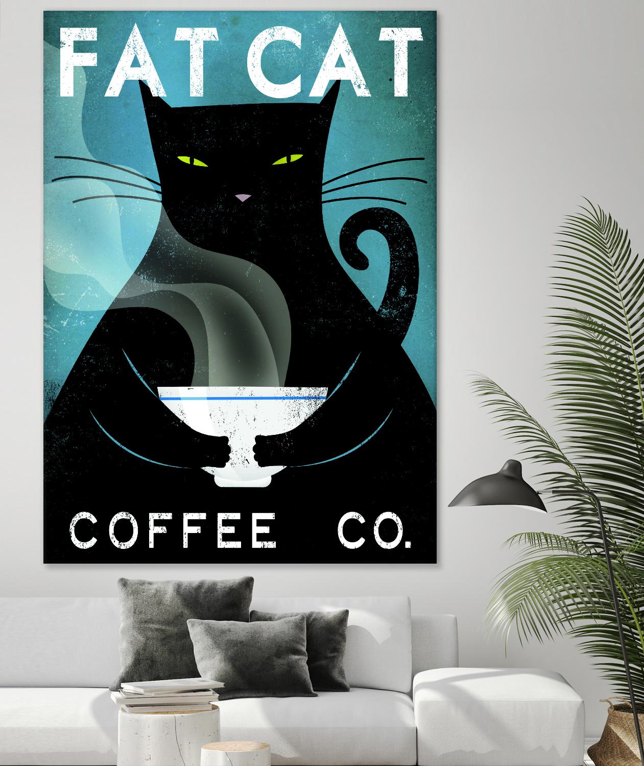 Cat Coffee no City by Ryan Fowler on GIANT ART - black animals