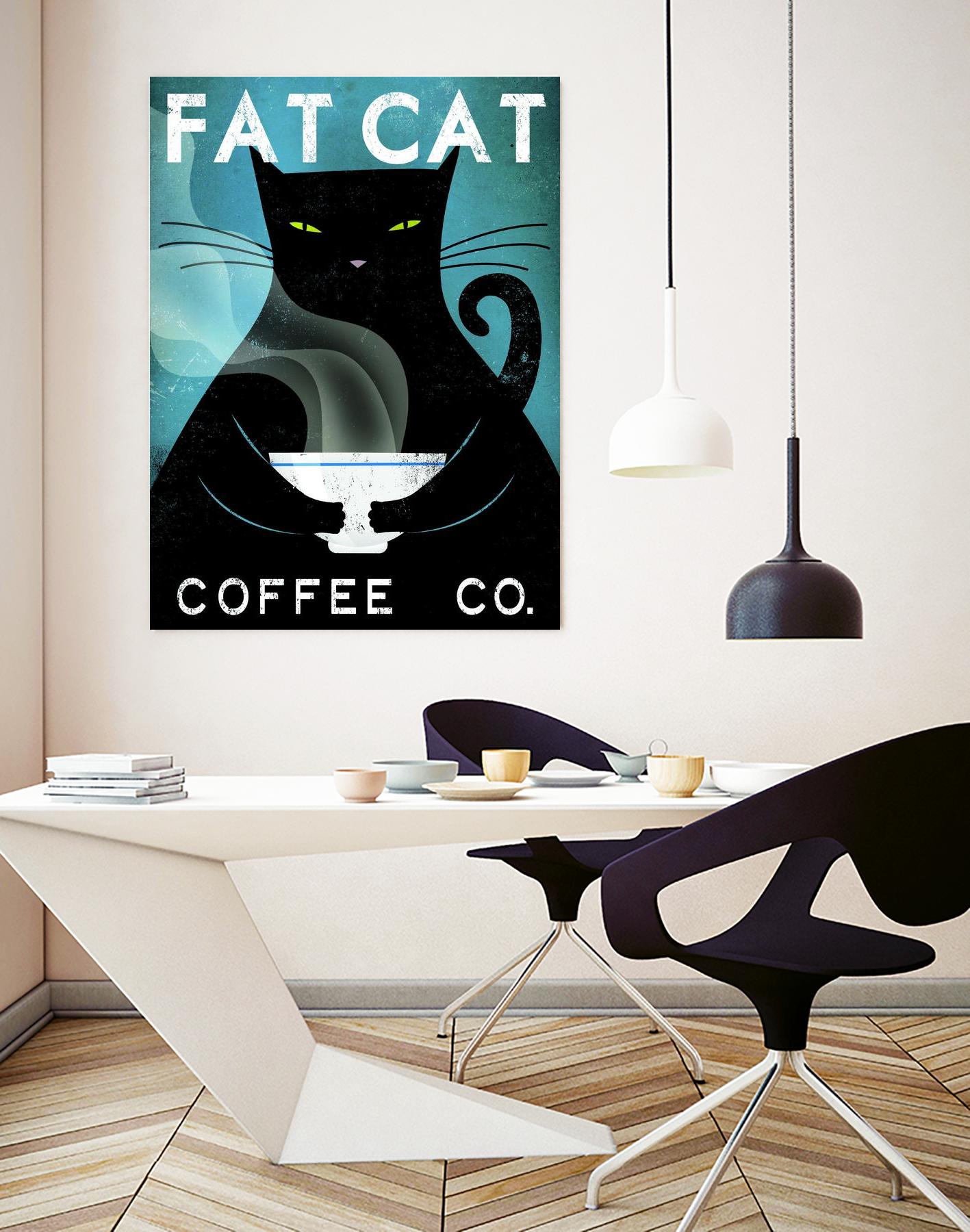 Cat Coffee no City by Ryan Fowler on GIANT ART - blue typography