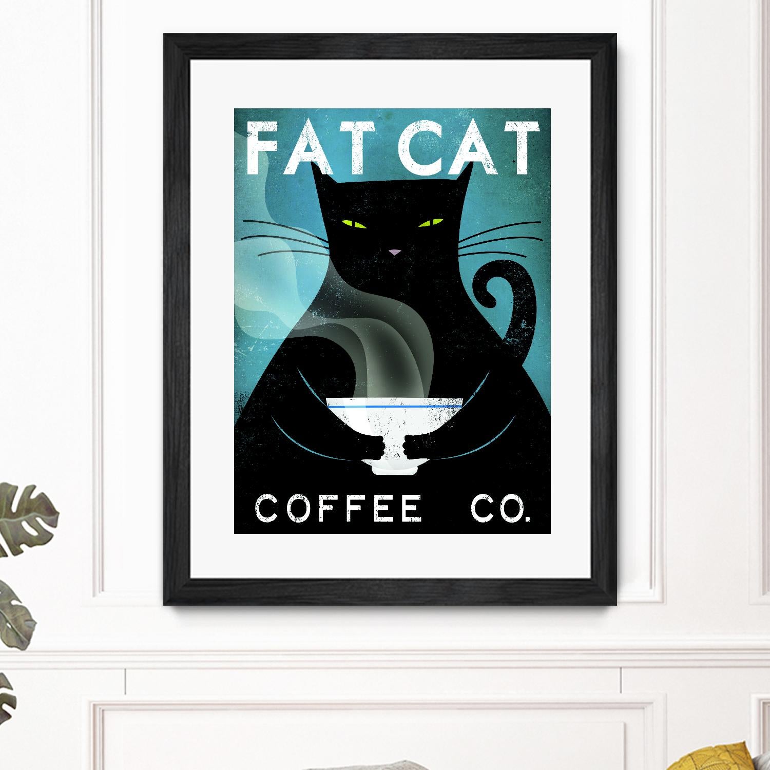 Cat Coffee no City by Ryan Fowler on GIANT ART - blue typography