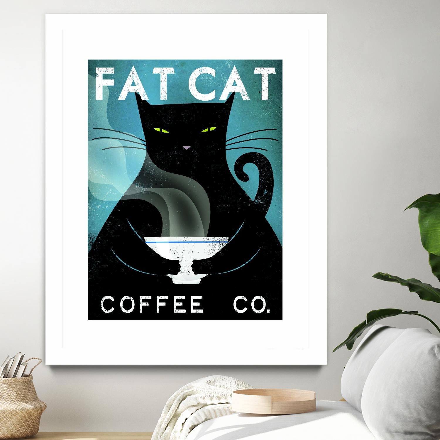 Cat Coffee no City by Ryan Fowler on GIANT ART - blue typography