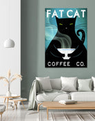 Cat Coffee no City by Ryan Fowler on GIANT ART - blue typography