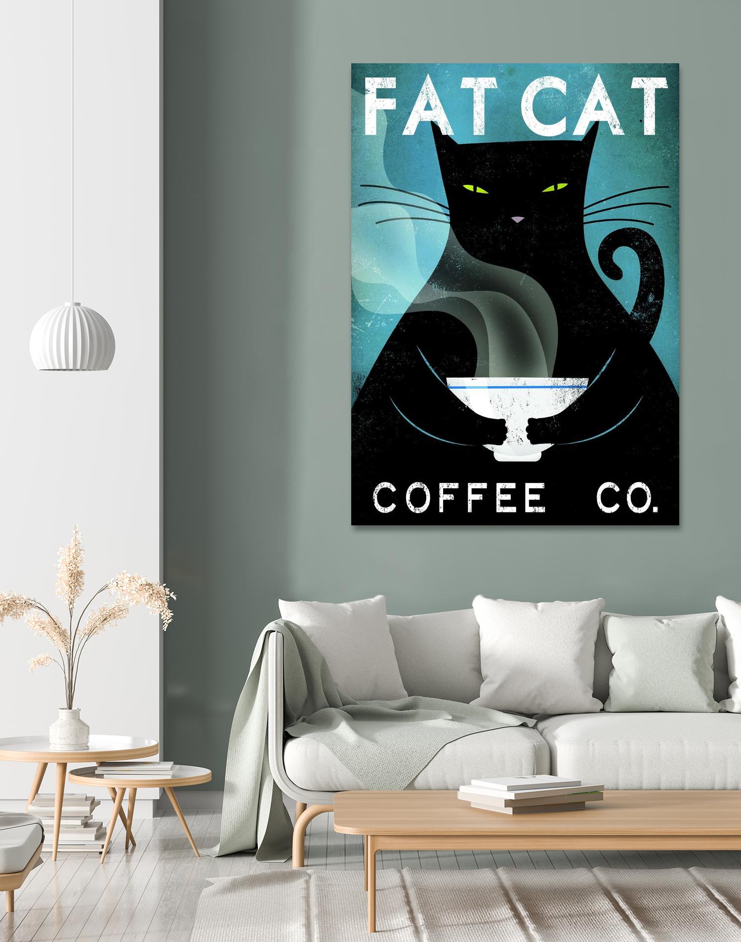 Cat Coffee no City by Ryan Fowler on GIANT ART - blue typography