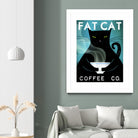 Cat Coffee no City by Ryan Fowler on GIANT ART - blue typography