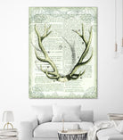 Regal Antlers on Newsprint I by Sue Schlabach on GIANT ART - brown country look
